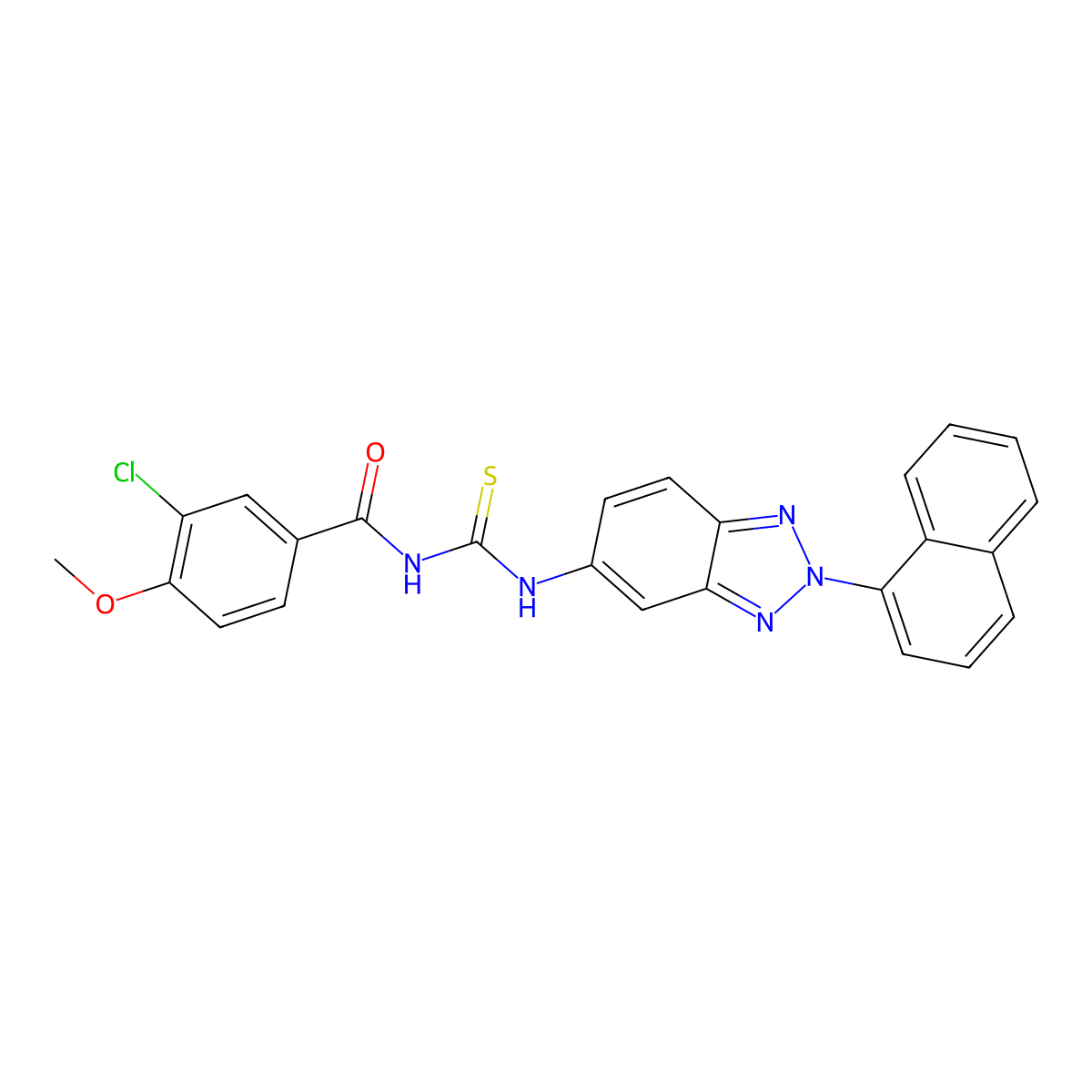 3-chloro-4-methoxy-N-[(2-naphthalen-1-ylbenzotriazol-5-yl)carbamothioyl]benzamide molecular structure, CAS 380575-87-1