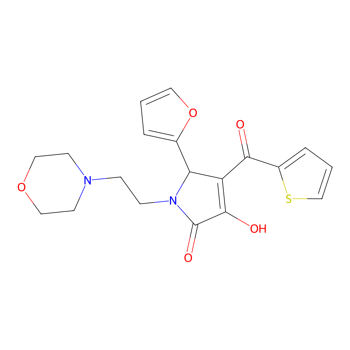 5-Furan-2-yl-3-hydroxy-1-(2-morpholin-4-ylethyl)-4-(thiophene-2-carbonyl)-1,5-dihydropyrrol-2-one molecular structure, CAS 380576-24-9
