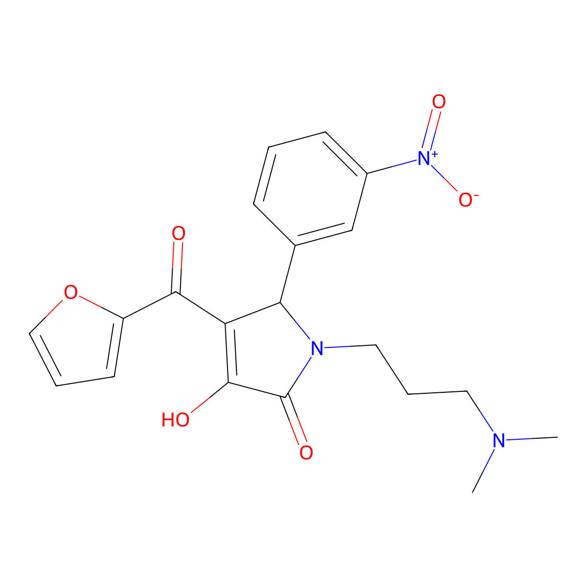 1-(3-(dimethylamino)propyl)-4-(furan-2-carbonyl)-3-hydroxy-5-(3-nitrophenyl)-1H-pyrrol-2(5H)-one molecular structure, CAS 380576-53-4