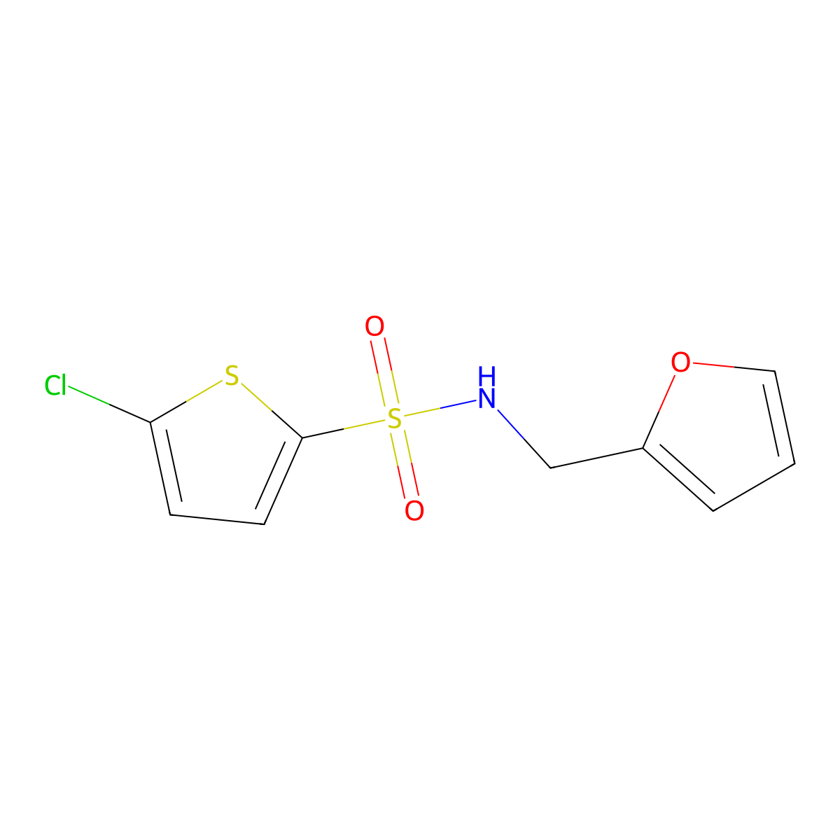 5-chloro-N-(furan-2-ylmethyl)thiophene-2-sulfonamide molecular structure, CAS 380576-68-1