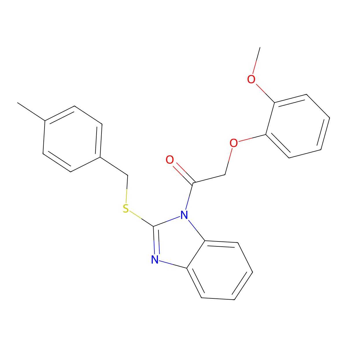 2-(2-methoxyphenoxy)-1-{2-[(4-methylbenzyl)sulfanyl]-1H-benzimidazol-1-yl}ethanone molecular structure, CAS 380577-10-6