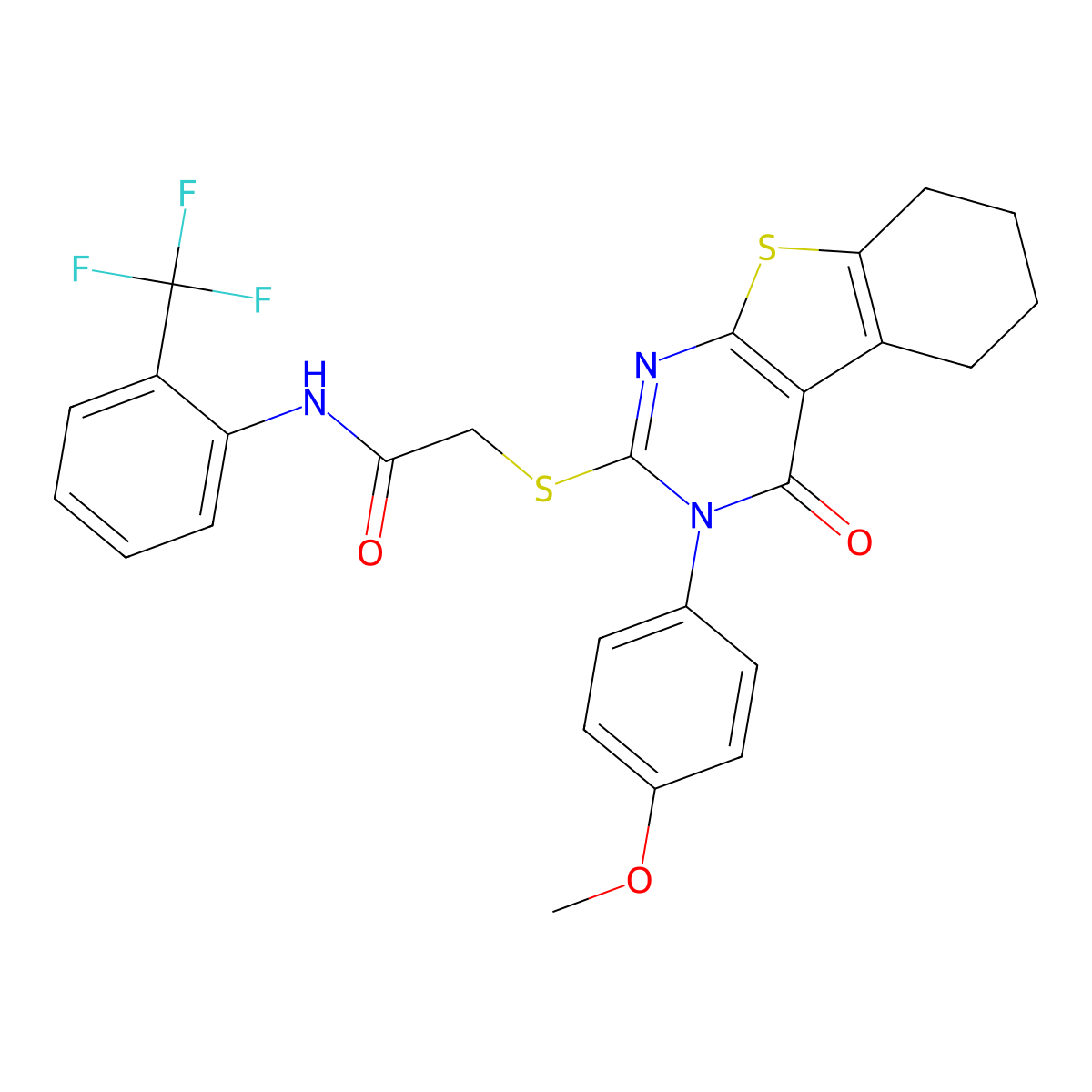 2-{[3-(4-Methoxyphenyl)-4-oxo-3,4,5,6,7,8-hexahydro[1]benzothieno[2,3-D] pyrimidin-2-YL]sulfanyl}-N-[2-(trifluoromethyl)phenyl]acetamide molecular structure, CAS 380577-17-3