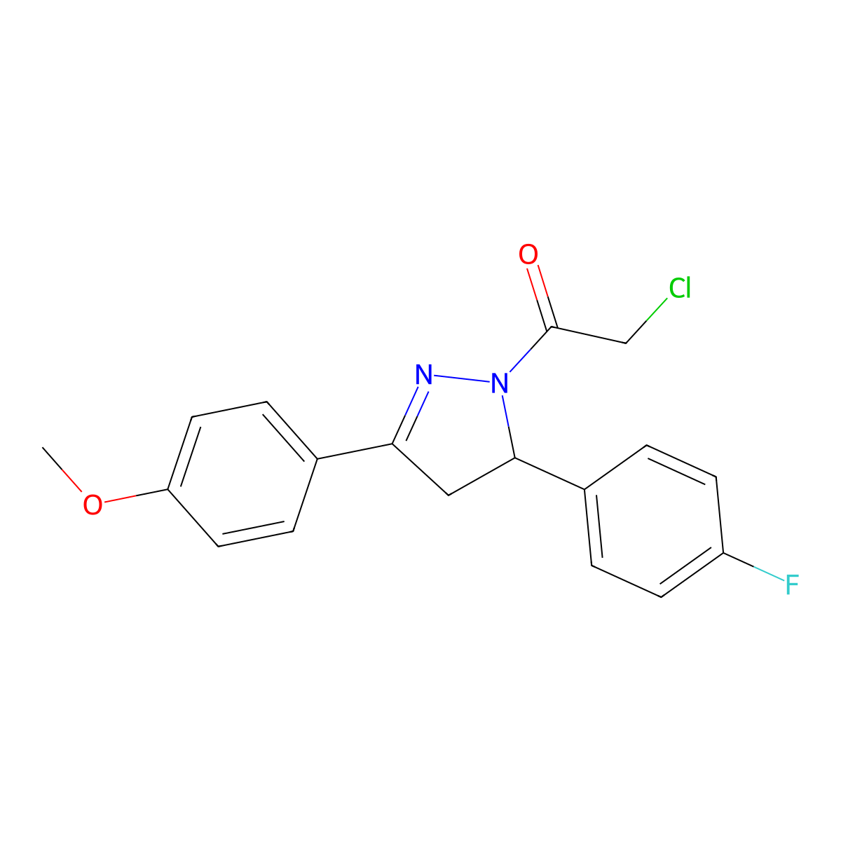 2-Chloro-1-[3-(4-fluorophenyl)-5-(4-methoxyphenyl)-3,4-dihydropyrazol-2-yl]ethanone molecular structure, CAS 380578-24-5