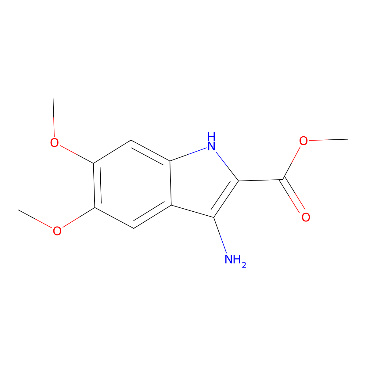 methyl 3-amino-5,6-dimethoxy-1H-indole-2-carboxylate molecular structure, CAS 380578-54-1