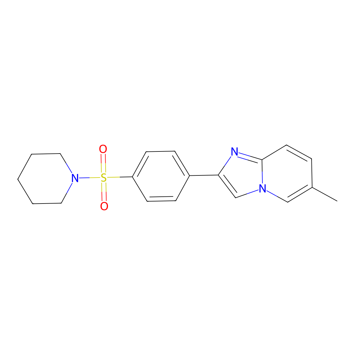 6-Methyl-2-[4-(piperidin-1-ylsulfonyl)phenyl]imidazo[1,2-a]pyridine molecular structure, CAS 380578-56-3