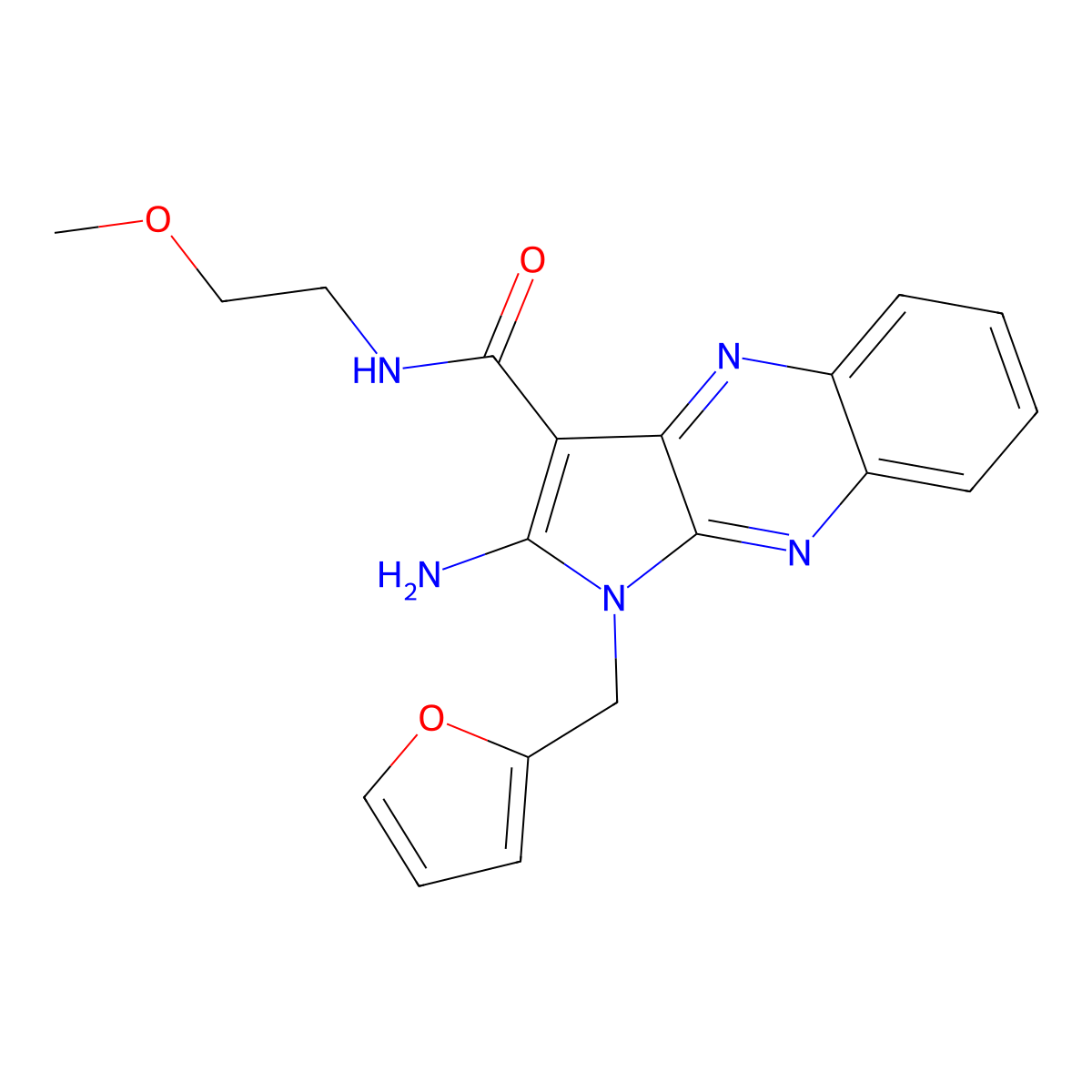 2-Amino-1-furan-2-ylmethyl-1H-pyrrolo[2,3-b]quinoxaline-3-carboxylic acid (2-methoxy-ethyl)-amide molecular structure, CAS 380578-60-9