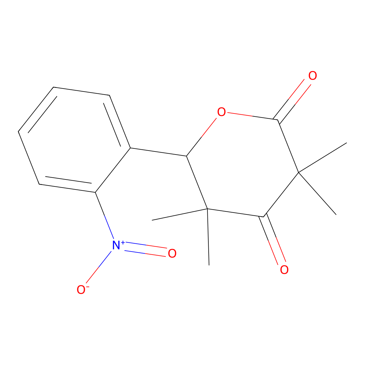 3,3,5,5-tetramethyl-6-(2-nitrophenyl)dihydro-2H-pyran-2,4(3H)-dione molecular structure, CAS 380578-63-2