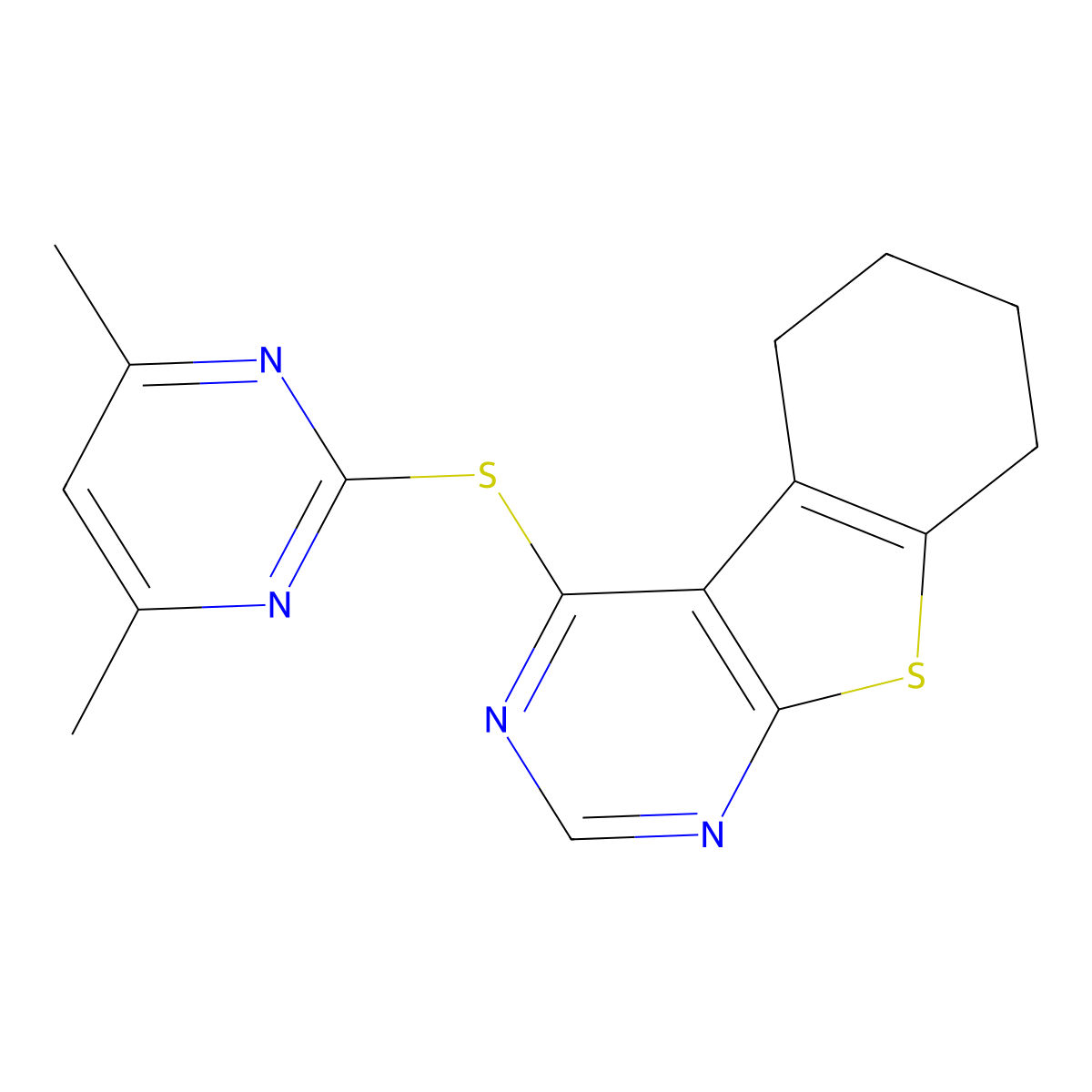 4-(4,6-Dimethylpyrimidin-2-yl)sulfanyl-5,6,7,8-tetrahydro-[1]benzothiolo[2,3-d]pyrimidine molecular structure, CAS 380578-92-7