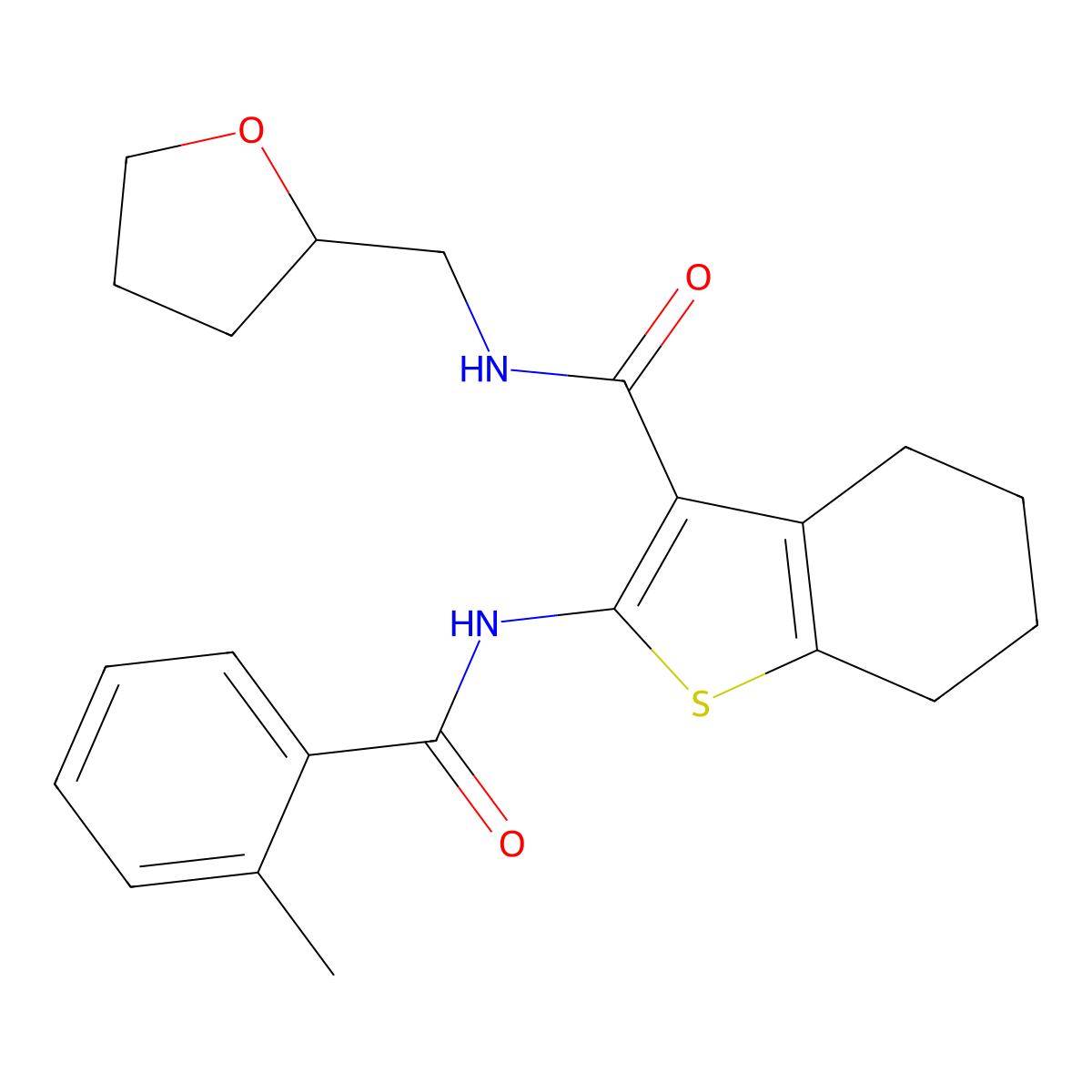 2-(2-methylbenzamido)-N-[(oxolan-2-yl)methyl]-4,5,6,7-tetrahydro-1-benzothiophene-3-carboxamide molecular structure, CAS 380579-00-0