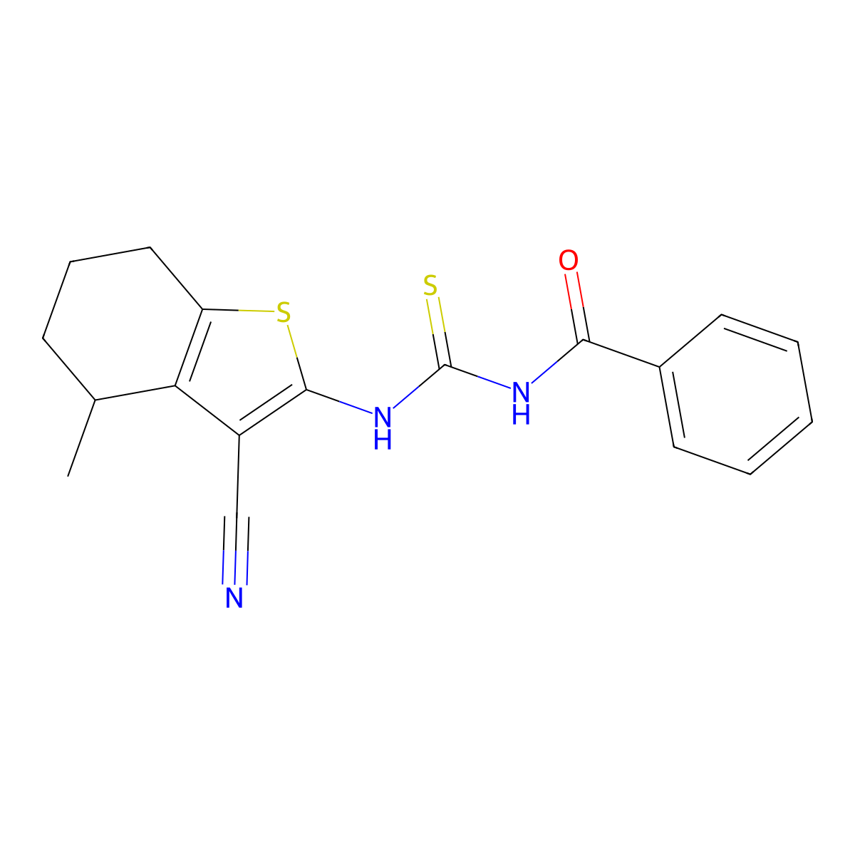 N-[(3-cyano-4-methyl-4,5,6,7-tetrahydro-1-benzothiophen-2-yl)carbamothioyl]benzamide molecular structure, CAS 380580-01-8