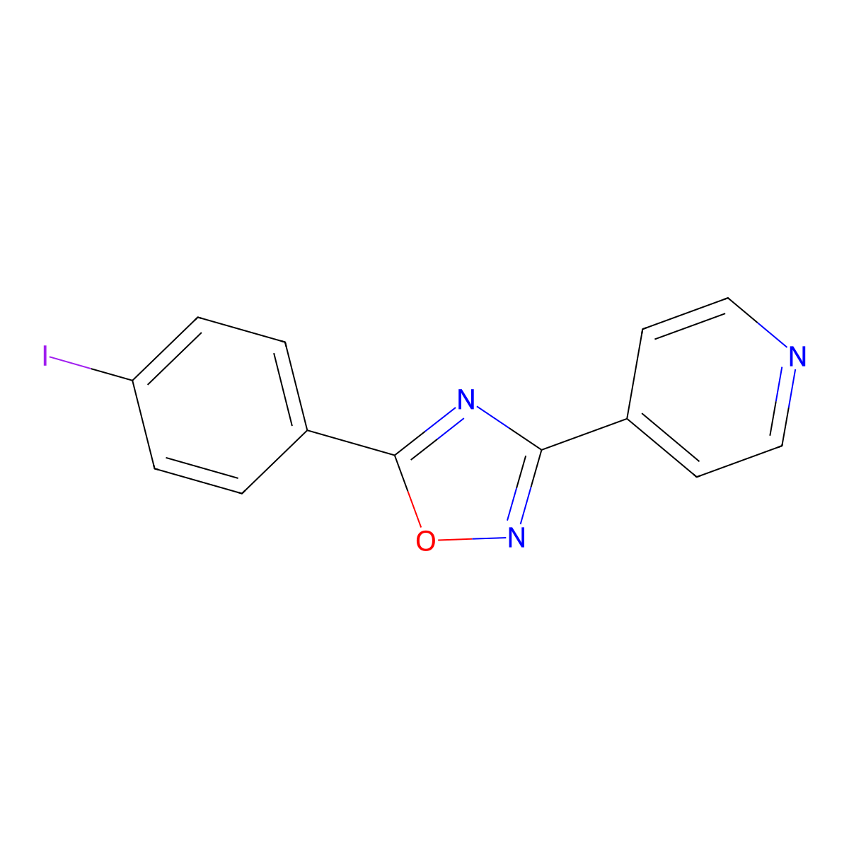 5-(4-Iodophenyl)-3-pyridin-4-yl-1,2,4-oxadiazole molecular structure, CAS 380580-51-8