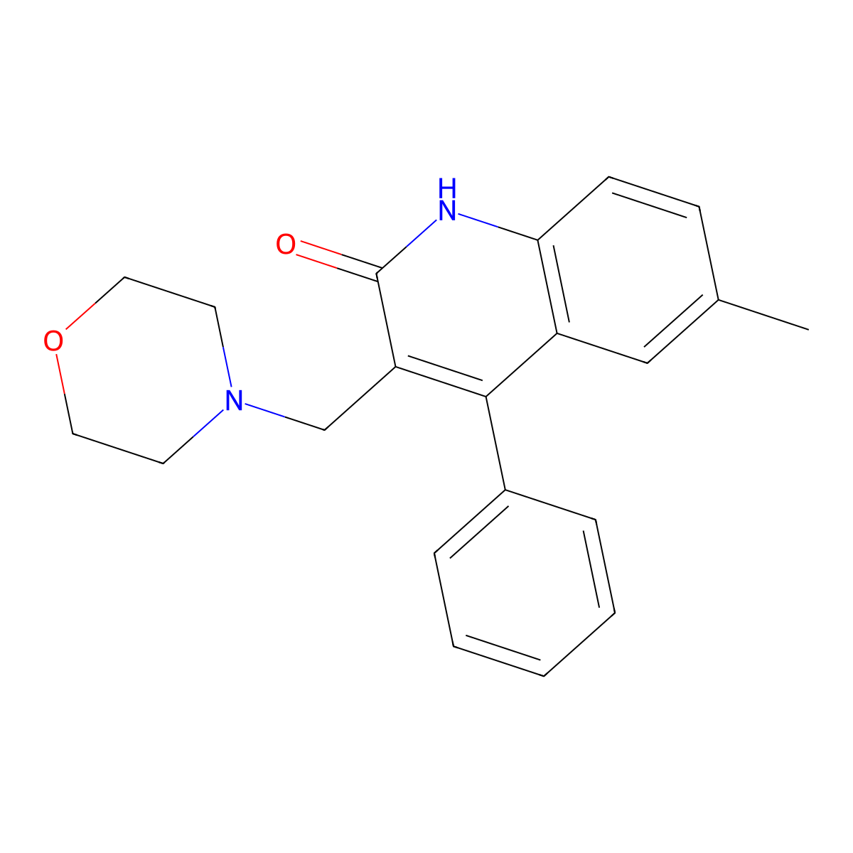 6-methyl-3-(morpholinomethyl)-4-phenylquinolin-2(1H)-one molecular structure, CAS 380580-87-0