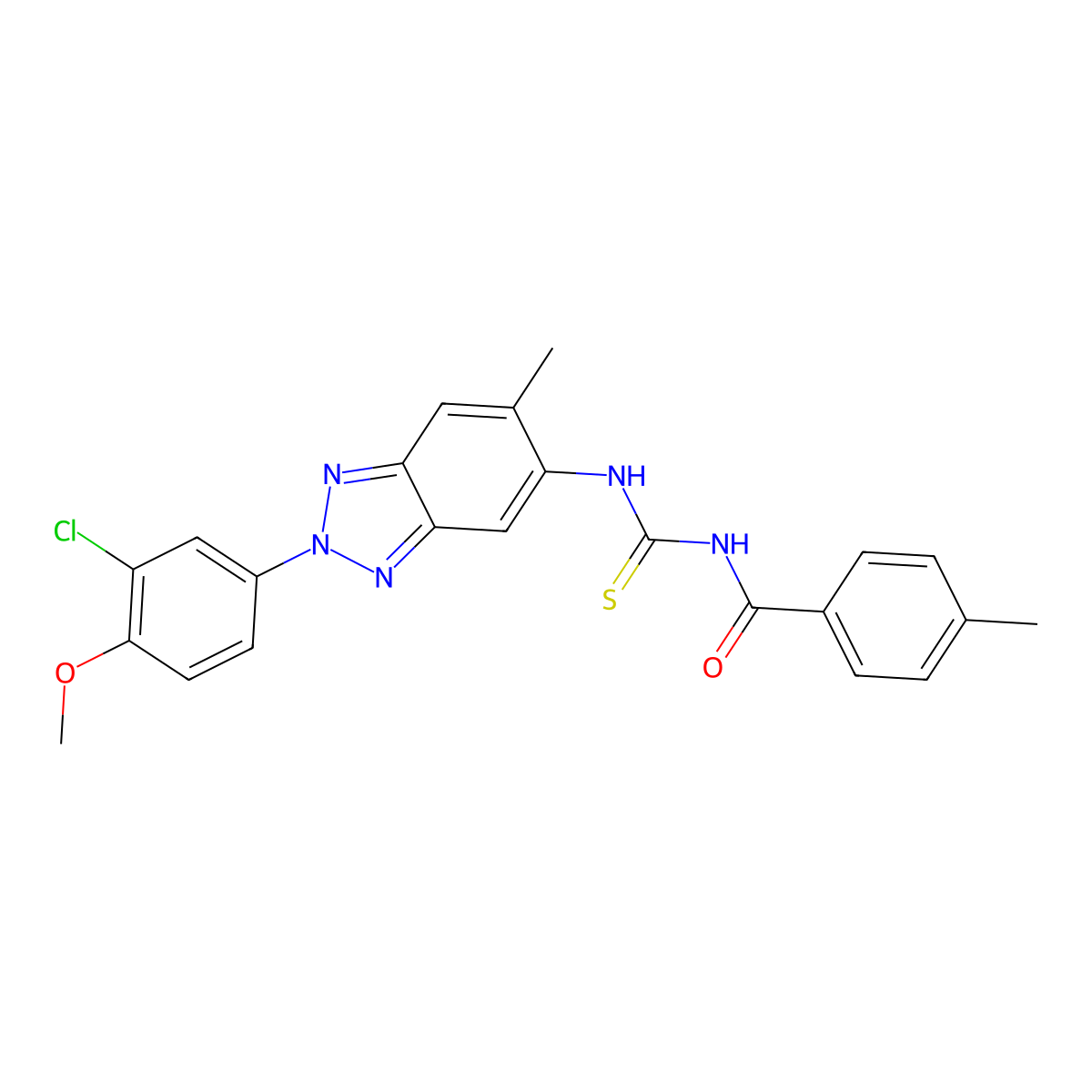 N-[[2-(3-chloro-4-methoxyphenyl)-6-methylbenzotriazol-5-yl]carbamothioyl]-4-methylbenzamide molecular structure, CAS 380580-95-0