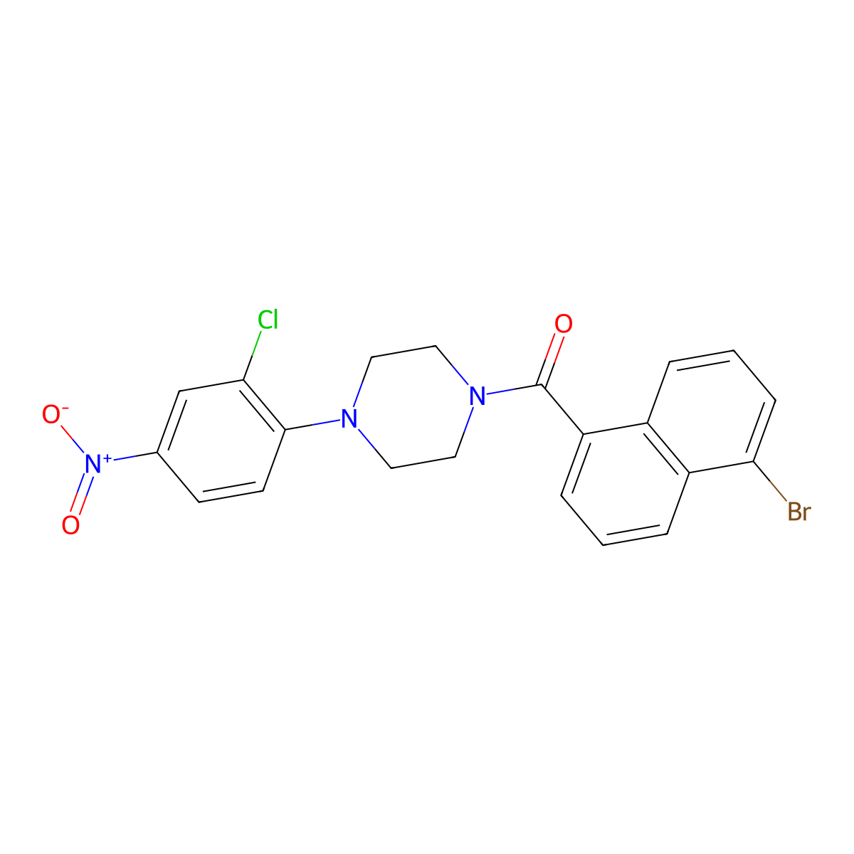 (5-Bromonaphthalen-1-yl)-[4-(2-chloro-4-nitrophenyl)piperazin-1-yl]methanone molecular structure, CAS 380581-90-8