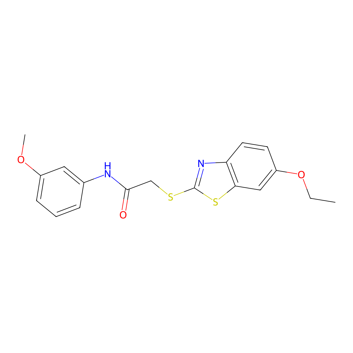 2-[(6-ethoxy-1,3-benzothiazol-2-yl)sulfanyl]-N-(3-methoxyphenyl)acetamide molecular structure, CAS 380582-00-3