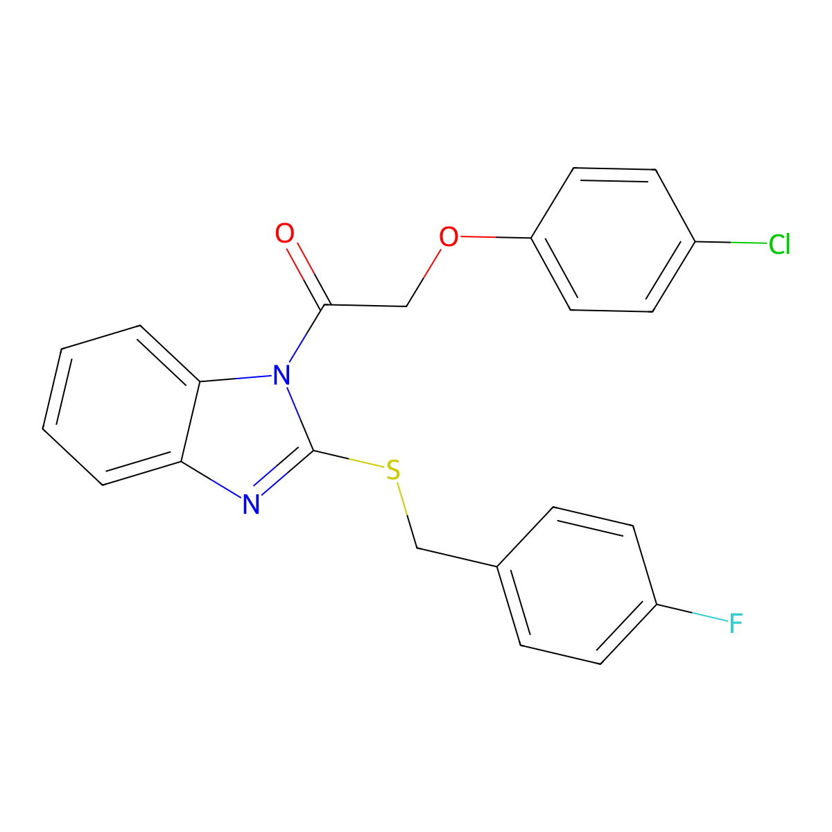 2-(4-Chlorophenoxy)-1-[2-[(4-fluorophenyl)methylsulfanyl]benzimidazol-1-yl]ethanone molecular structure, CAS 380582-73-0