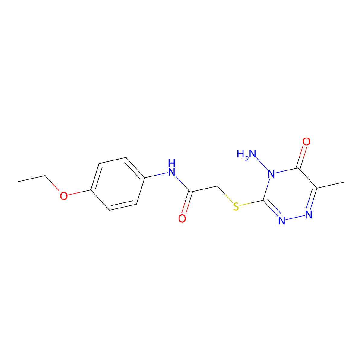 2-[(4-amino-6-methyl-5-oxo-4,5-dihydro-1,2,4-triazin-3-yl)sulfanyl]-N-(4-ethoxyphenyl)acetamide molecular structure, CAS 380582-94-5