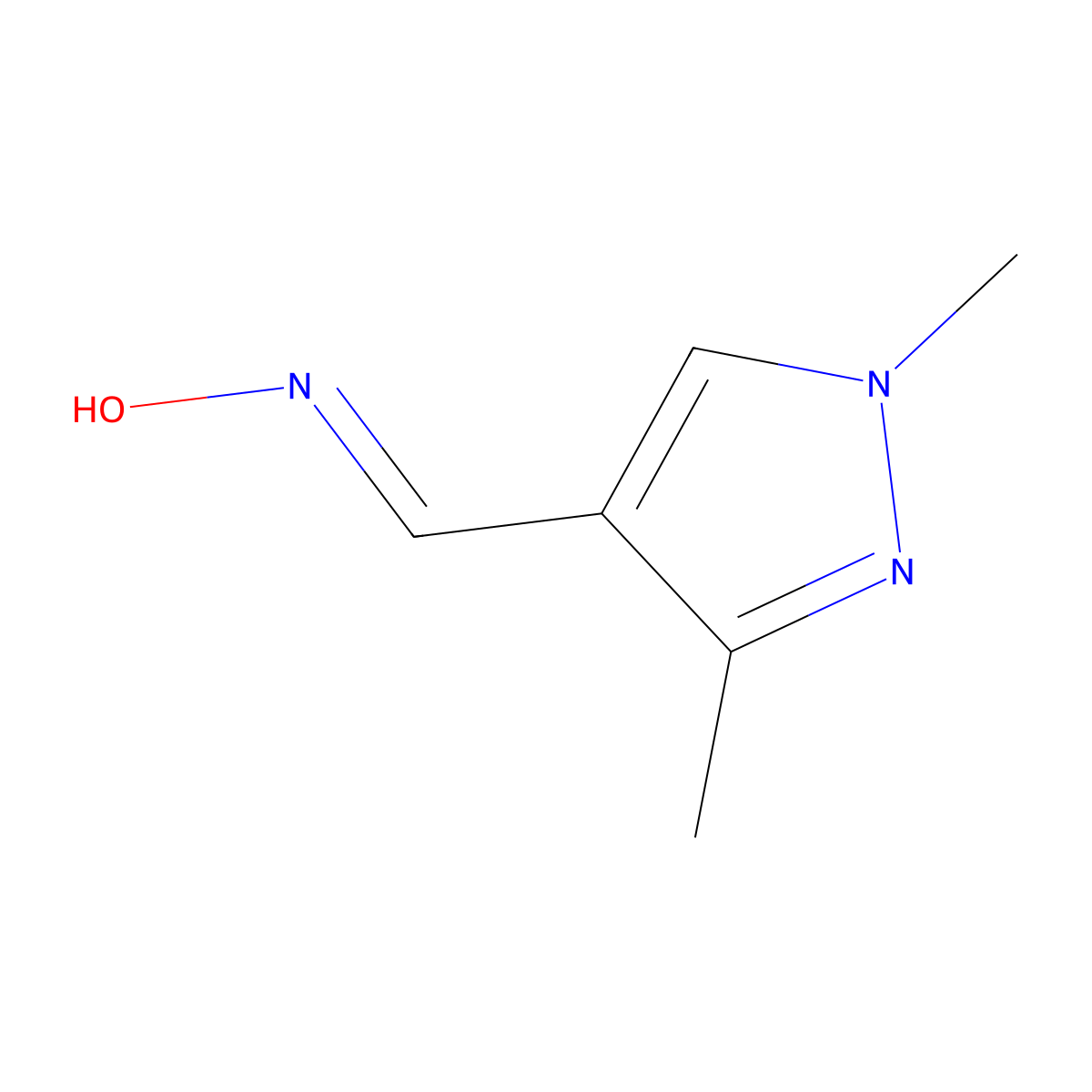 1,3-dimethyl-1H-pyrazole-4-carbaldehyde oxime molecular structure, CAS 380583-07-3