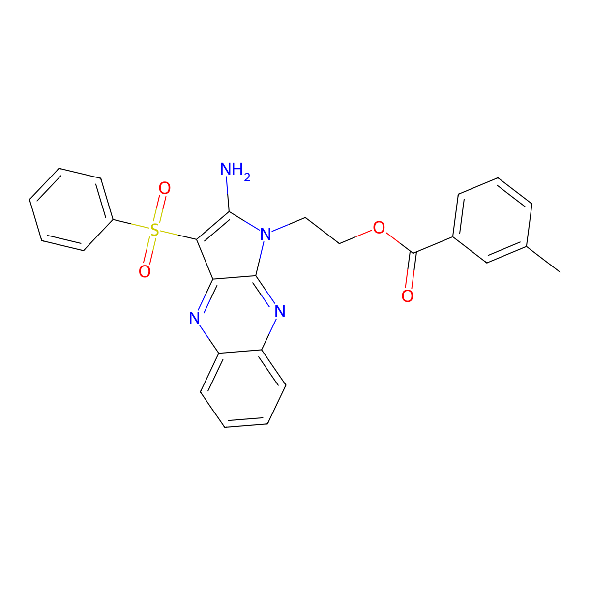 2-[2-amino-3-(phenylsulfonyl)-1H-pyrrolo[2,3-b]quinoxalin-1-yl]ethyl 3-methylbenzoate molecular structure, CAS 380583-13-1