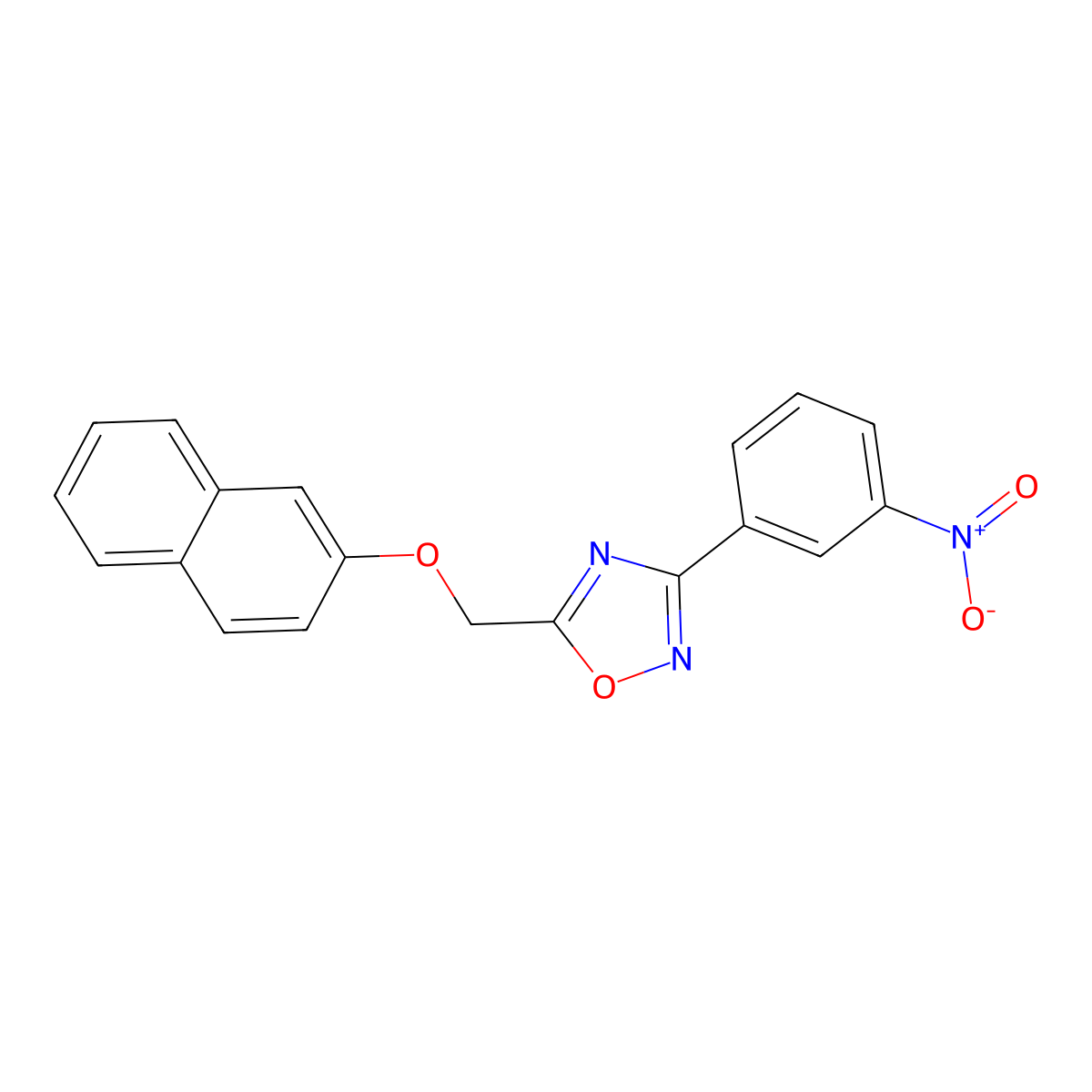 5-(Naphthalen-2-yloxymethyl)-3-(3-nitrophenyl)-1,2,4-oxadiazole molecular structure, CAS 380583-48-2