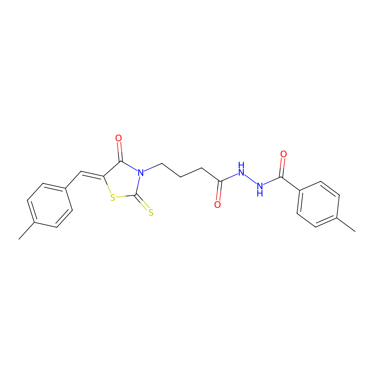 5-[(4-Methylphenyl)methylene]-4-oxo-2-thioxo-3-thiazolidinebutanoic acid 2-(4-methylbenzoyl)hydrazide molecular structure, CAS 380583-58-4