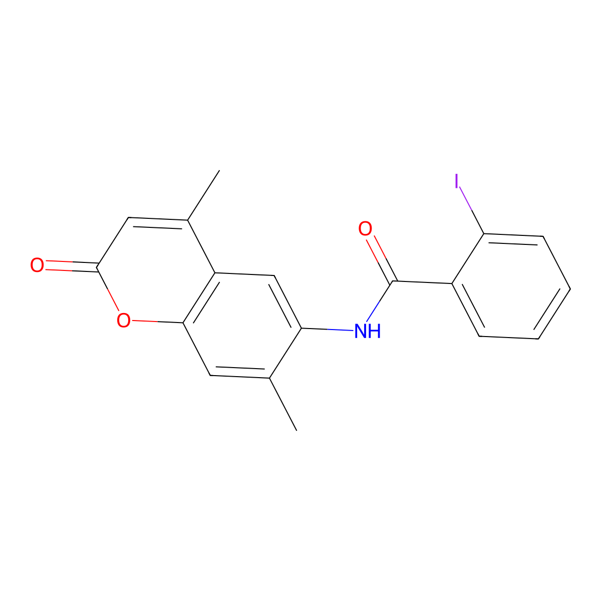 N-(4,7-dimethyl-2-oxo-2H-chromen-6-yl)-2-iodobenzamide molecular structure, CAS 380583-67-5