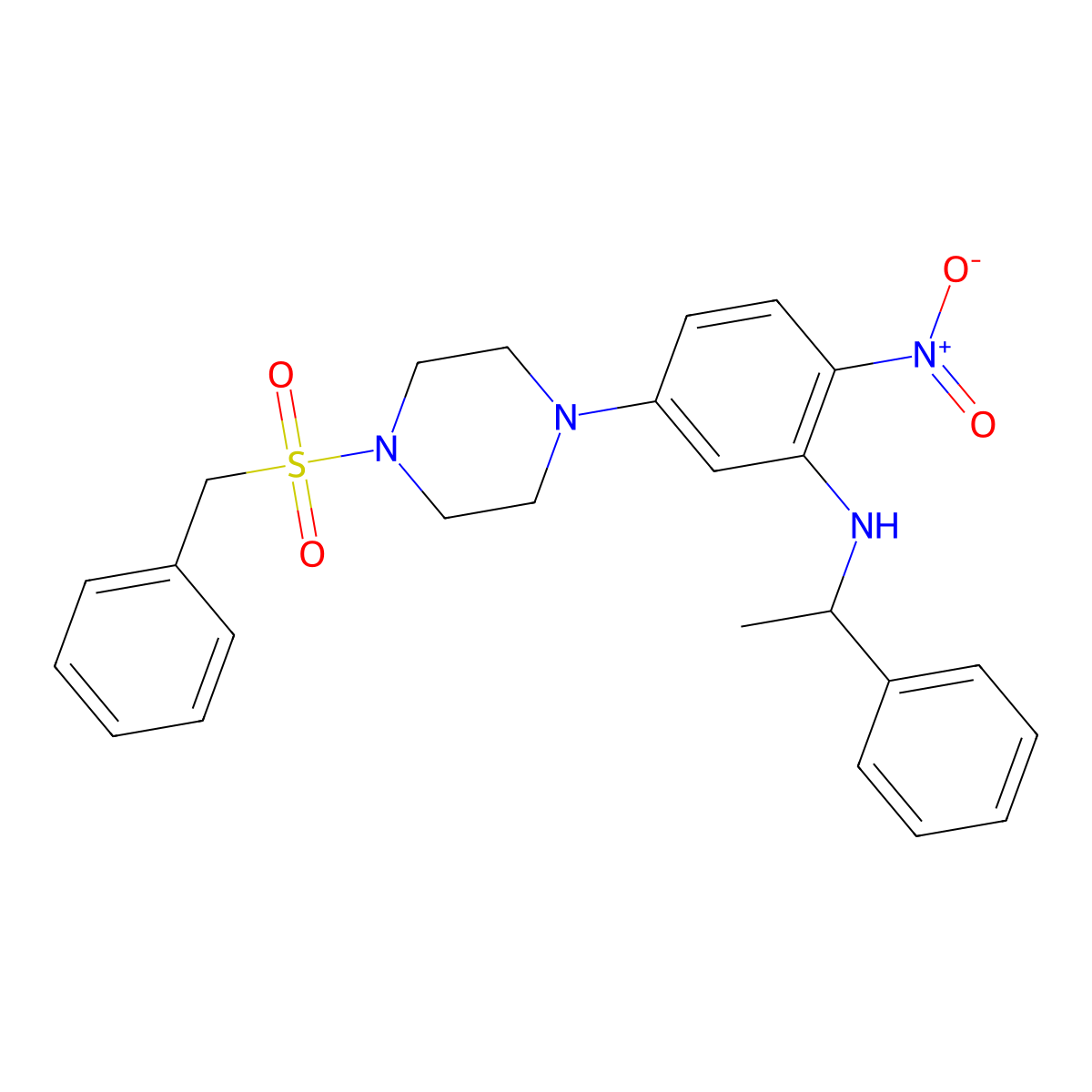 5-(4-benzylsulfonylpiperazin-1-yl)-2-nitro-N-(1-phenylethyl)aniline molecular structure, CAS 380583-71-1