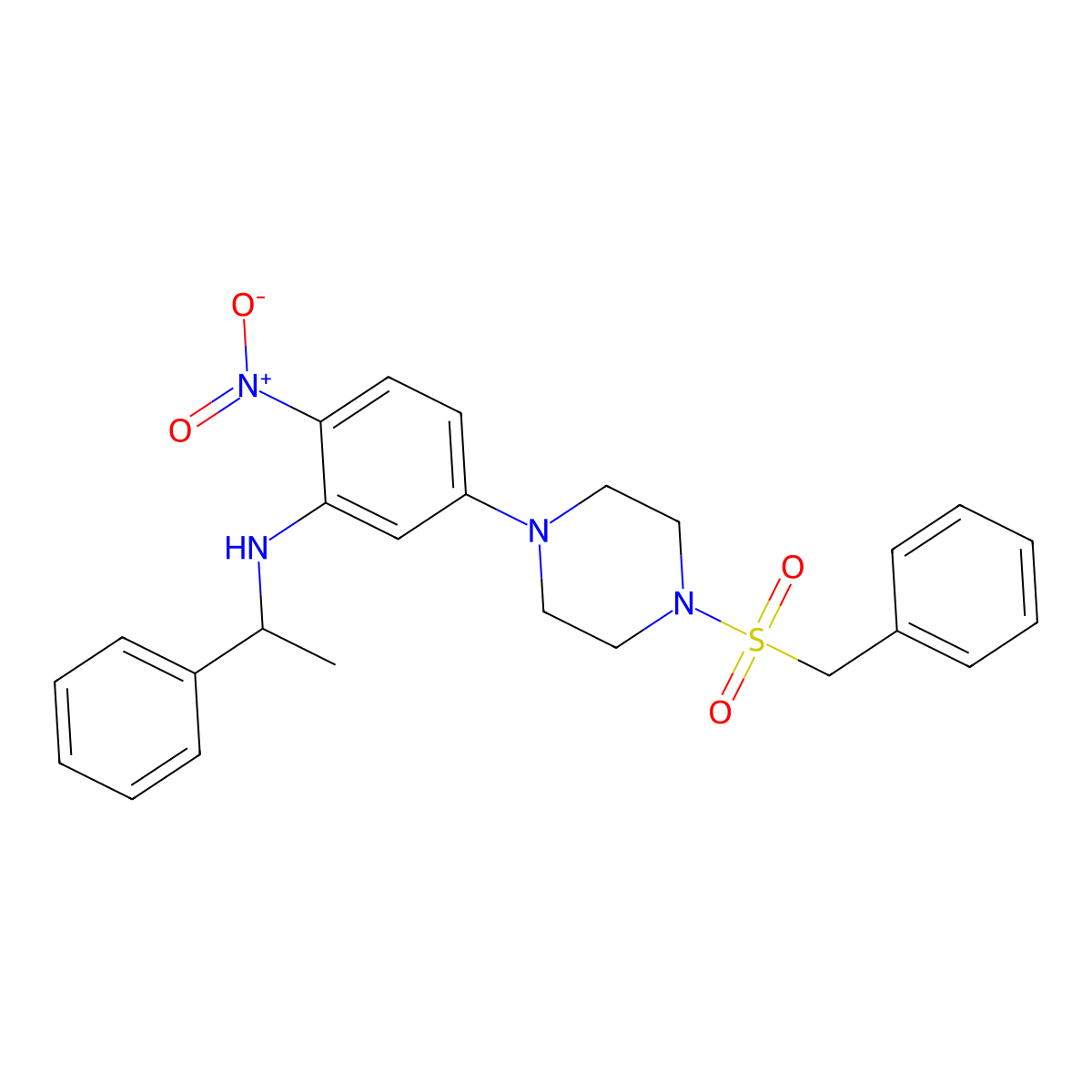 5-(4-benzylsulfonylpiperazin-1-yl)-2-nitro-N-(1-phenylethyl)aniline molecular structure, CAS 380583-71-1
