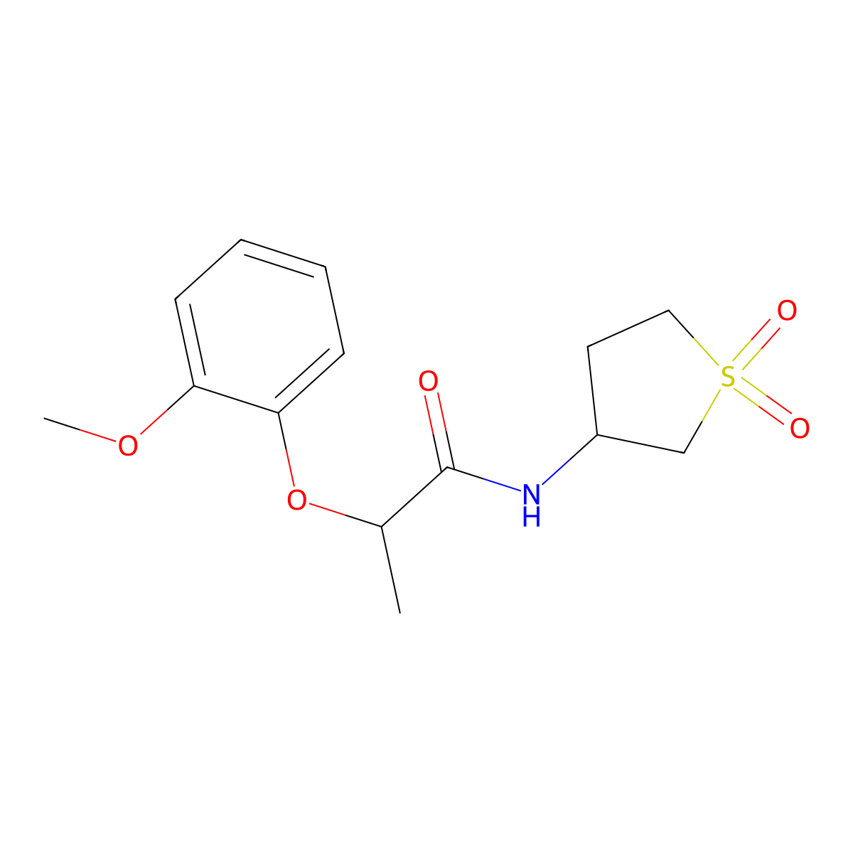 N-(1,1-dioxothiolan-3-yl)-2-(2-methoxyphenoxy)propanamide molecular structure, CAS 380583-86-8