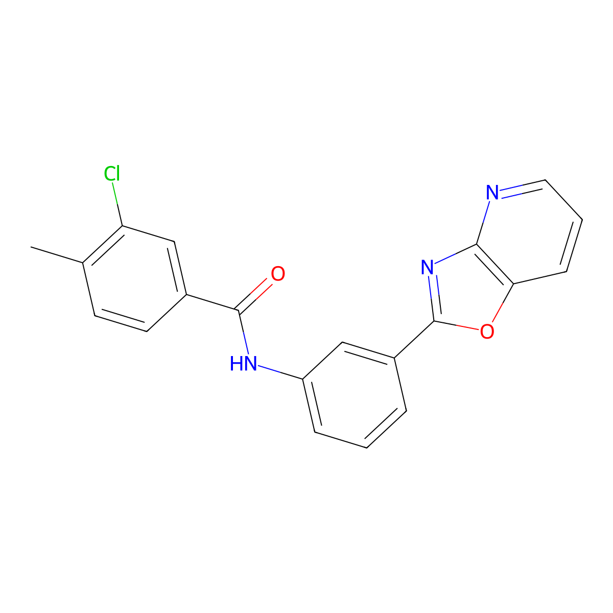 3-chloro-4-methyl-N-[3-([1,3]oxazolo[4,5-b]pyridin-2-yl)phenyl]benzamide molecular structure, CAS 380584-12-3