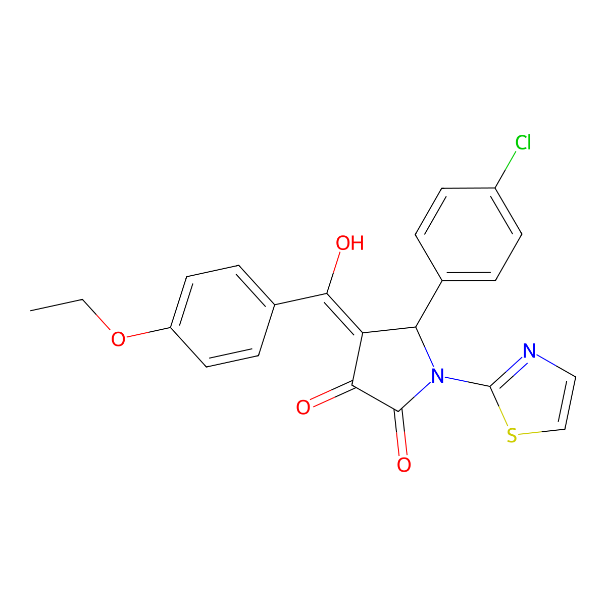 5-(4-Chlorophenyl)-4-(4-ethoxybenzoyl)-3-hydroxy-1-(thiazol-2-yl)-1,5-dihydro-2h-pyrrol-2-one molecular structure, CAS 380584-15-6