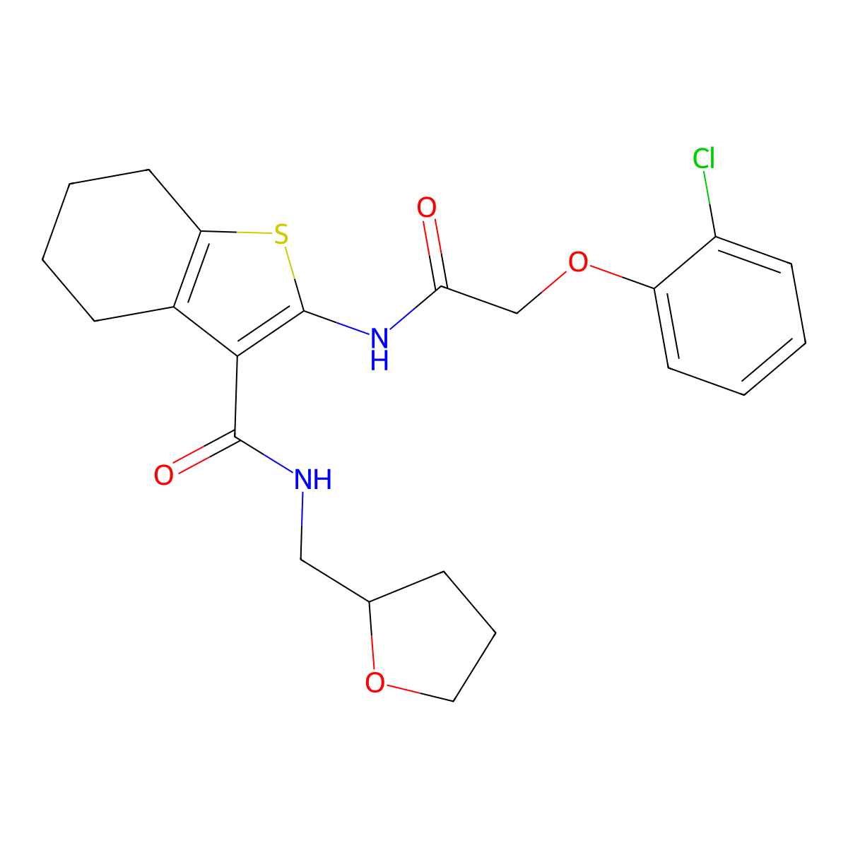 2-[[2-(2-chlorophenoxy)acetyl]amino]-N-(oxolan-2-ylmethyl)-4,5,6,7-tetrahydro-1-benzothiophene-3-carboxamide molecular structure, CAS 380584-71-4