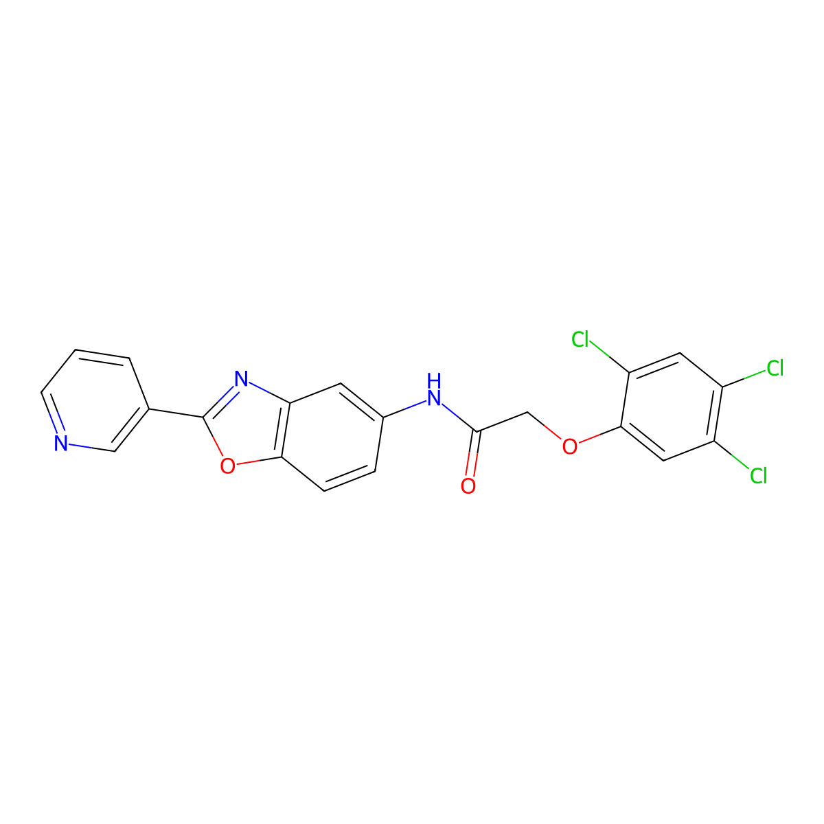 N-(2-pyridin-3-yl-1,3-benzoxazol-5-yl)-2-(2,4,5-trichlorophenoxy)acetamide molecular structure, CAS 380584-93-0
