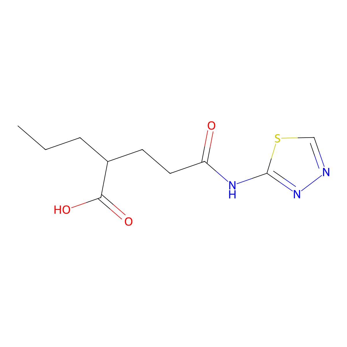 2-[2-([1,3,4]Thiadiazol-2-ylcarbamoyl)-ethyl]-pentanoic acid molecular structure, CAS 380585-19-3