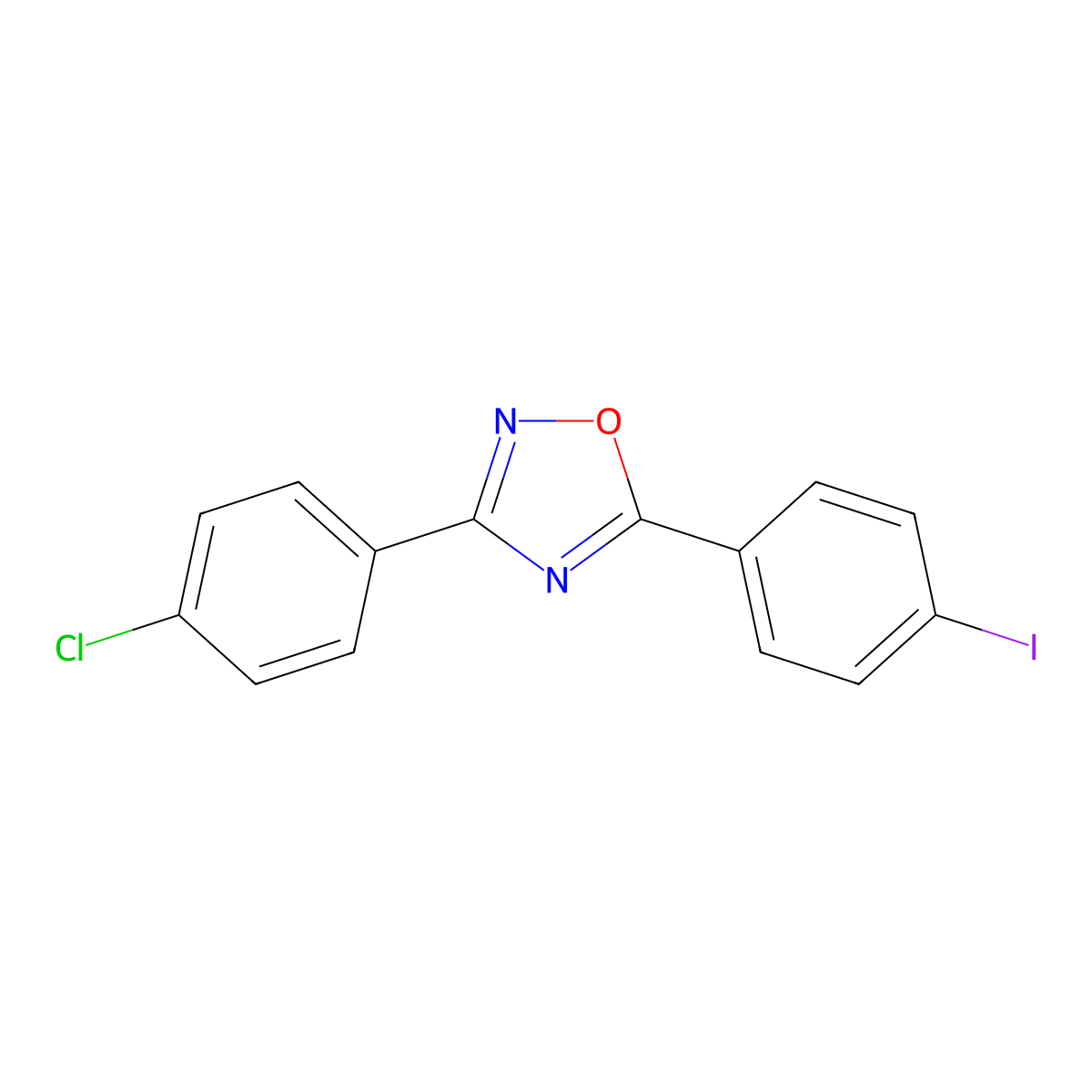 3-(4-Chlorophenyl)-5-(4-iodophenyl)-1,2,4-oxadiazole molecular structure, CAS 380585-20-6