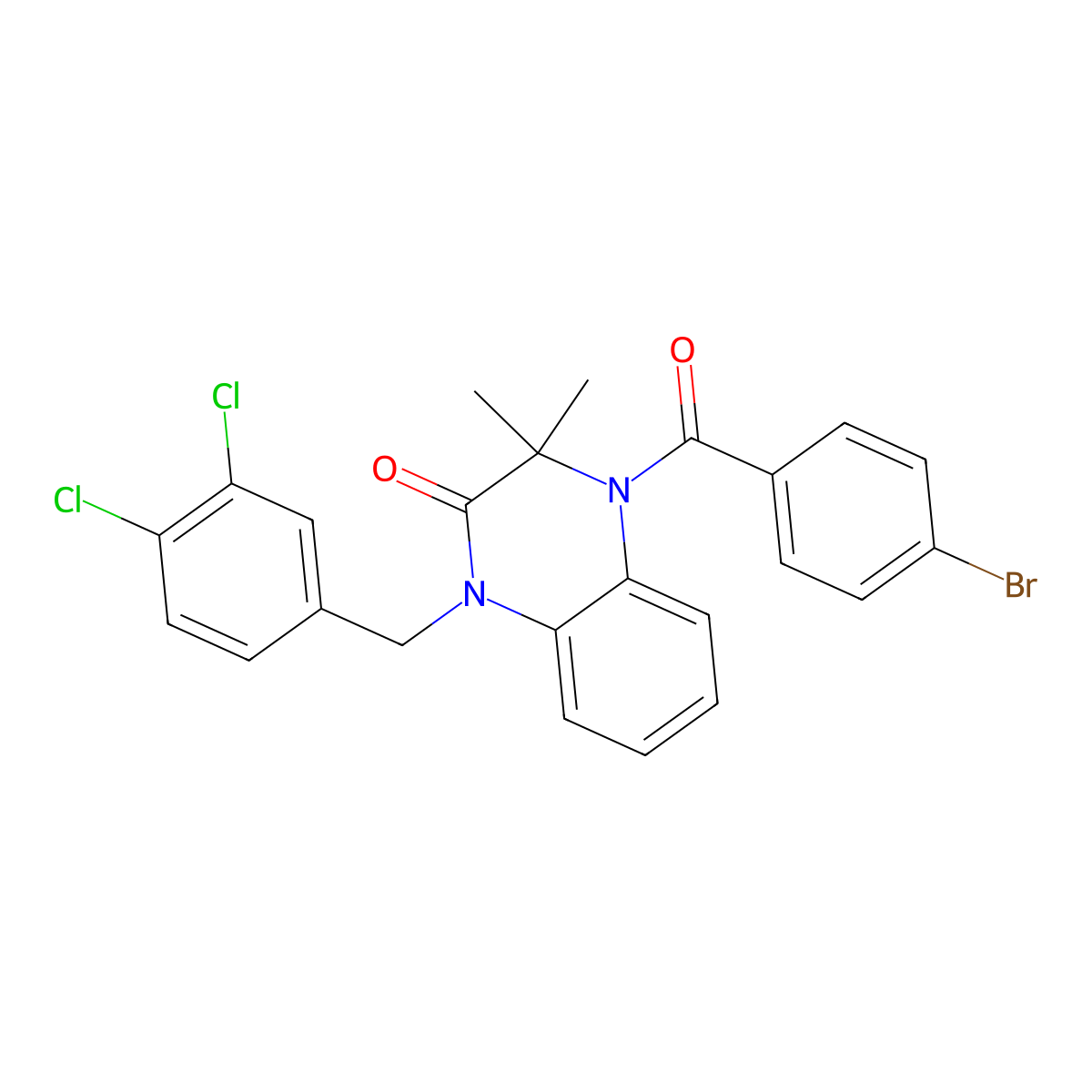 4-(4-Bromobenzoyl)-1-[(3,4-dichlorophenyl)methyl]-3,3-dimethylquinoxalin-2-one molecular structure, CAS 380585-65-9