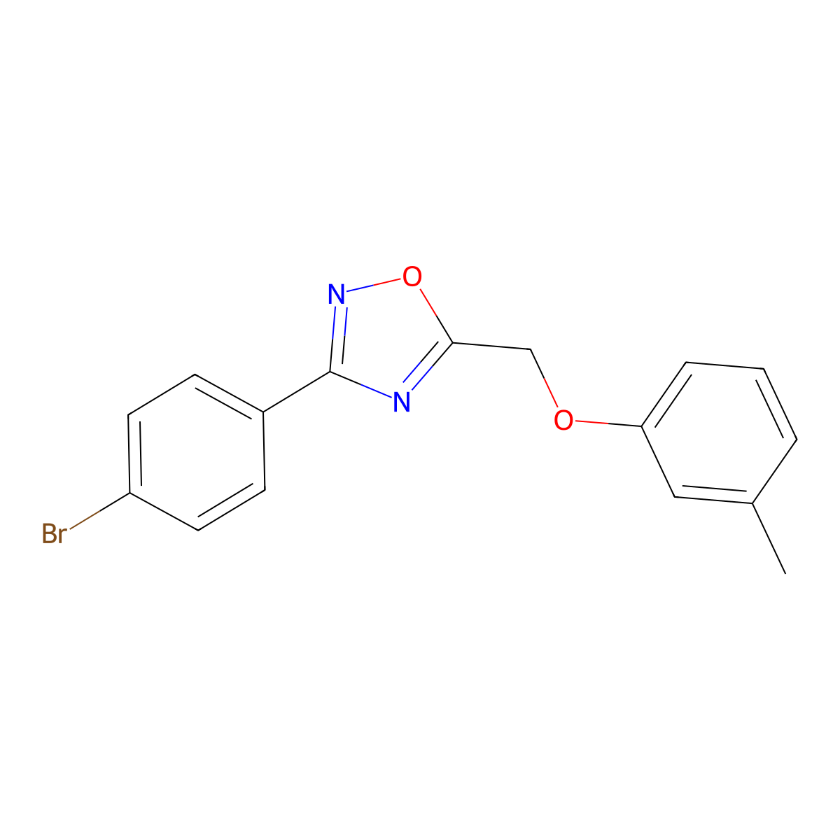 3-(4-Bromophenyl)-5-[(3-methylphenoxy)methyl]-1,2,4-oxadiazole molecular structure, CAS 380585-80-8