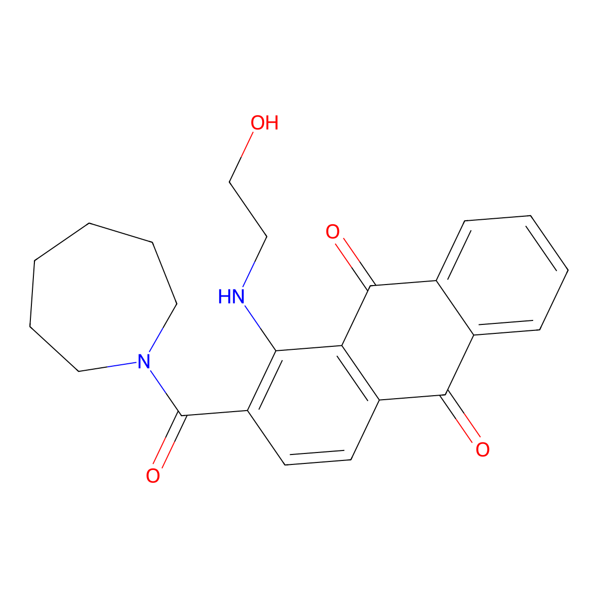 2-(Azepane-1-carbonyl)-1-(2-hydroxyethylamino)anthracene-9,10-dione molecular structure, CAS 380585-90-0