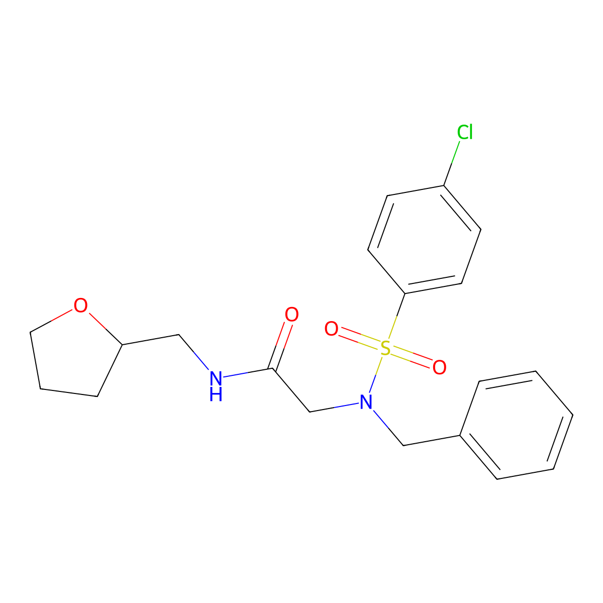 2-[benzyl-(4-chlorophenyl)sulfonylamino]-N-(oxolan-2-ylmethyl)acetamide molecular structure, CAS 380586-13-0