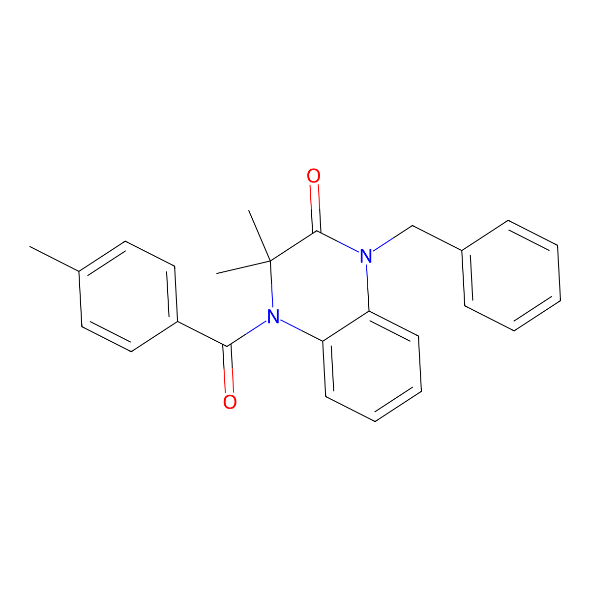 1-Benzyl-3,3-dimethyl-4-(4-methylbenzoyl)quinoxalin-2-one molecular structure, CAS 380586-25-4