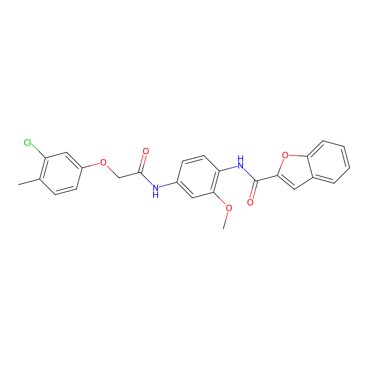 N-[4-[[2-(3-chloro-4-methylphenoxy)acetyl]amino]-2-methoxyphenyl]-1-benzofuran-2-carboxamide molecular structure, CAS 380587-37-1
