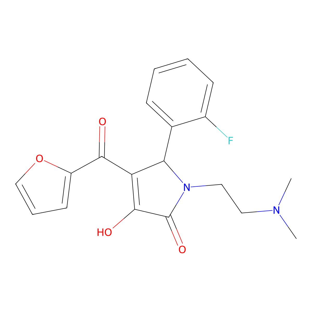 1-[2-(dimethylamino)ethyl]-5-(2-fluorophenyl)-4-(2-furoyl)-3-hydroxy-1,5-dihydro-2H-pyrrol-2-one molecular structure, CAS 380587-53-1