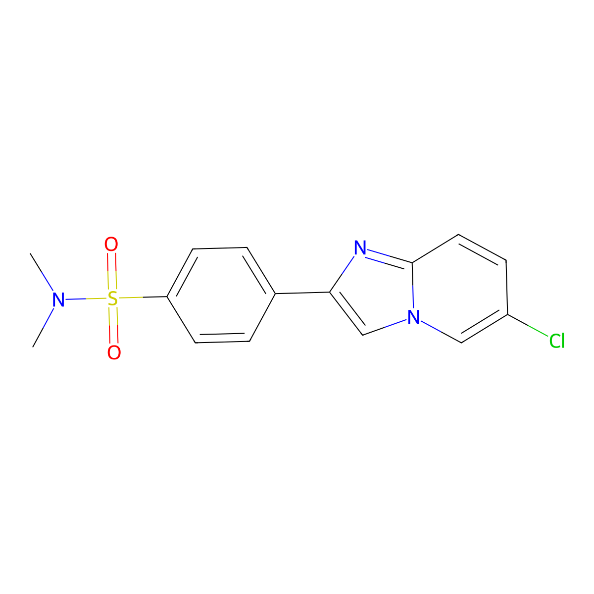 4-(6-chloroimidazo[1,2-a]pyridin-2-yl)-N,N-dimethylbenzenesulfonamide molecular structure, CAS 380587-90-6