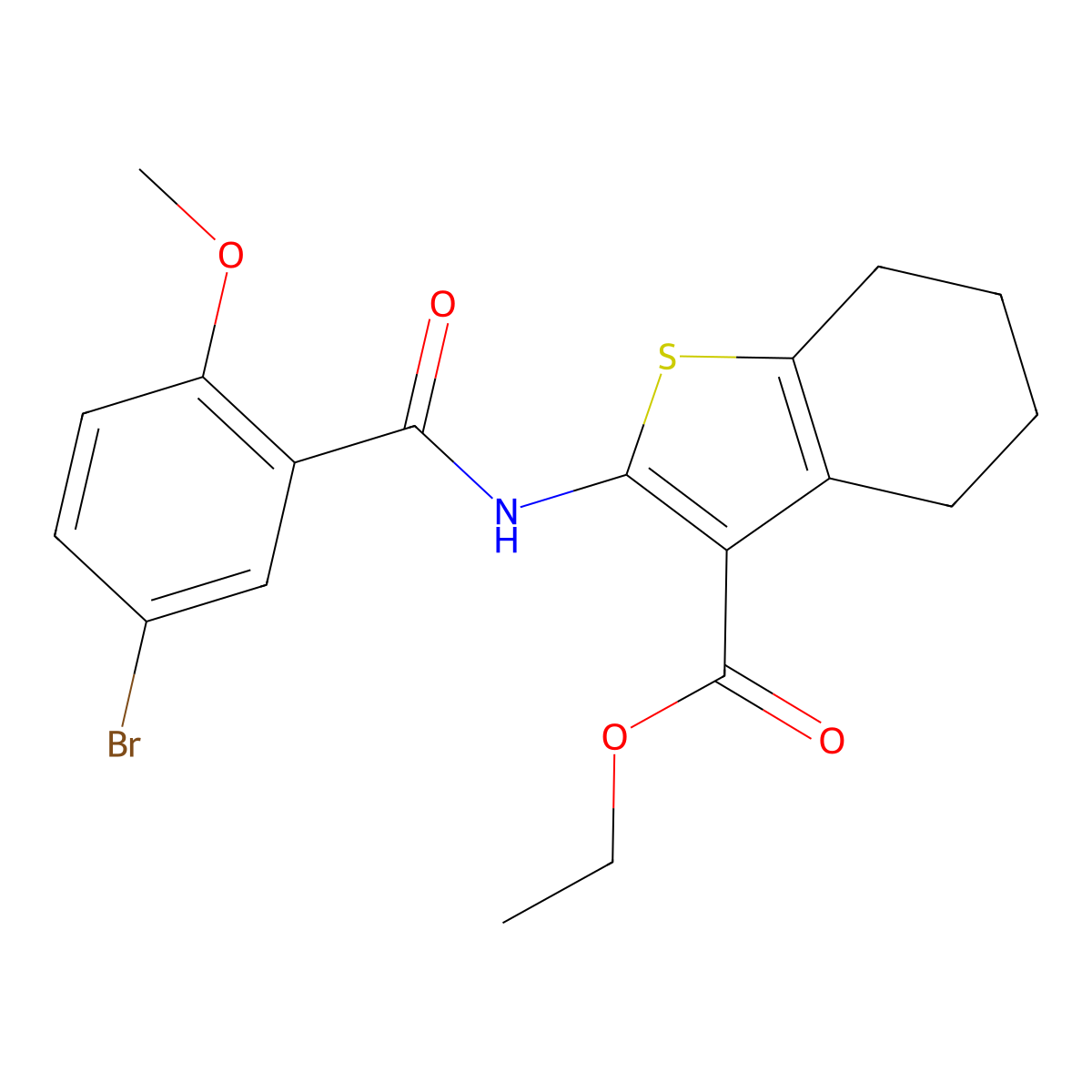 Ethyl 2-[(5-bromo-2-methoxybenzoyl)amino]-4,5,6,7-tetrahydro-1-benzothiophene-3-carboxylate molecular structure, CAS 380588-17-0