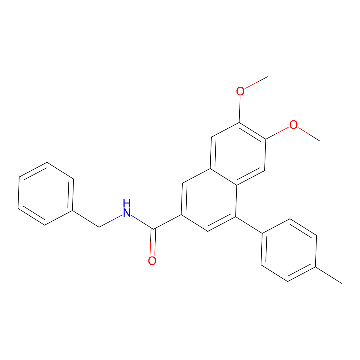 N-benzyl-6,7-dimethoxy-4-(4-methylphenyl)naphthalene-2-carboxamide molecular structure, CAS 380588-52-3