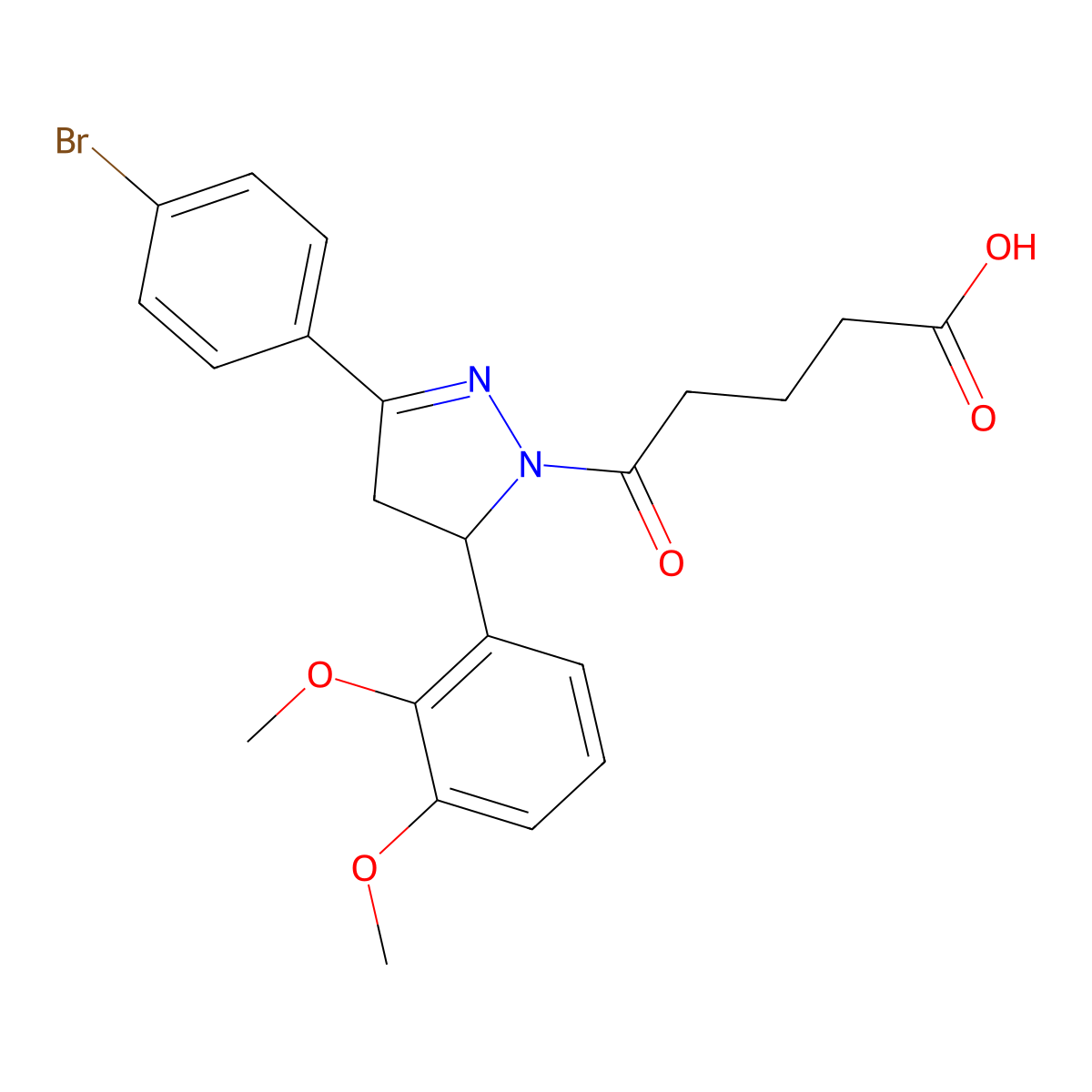 5-[3-(4-bromophenyl)-5-(2,3-dimethoxyphenyl)-4,5-dihydro-1H-pyrazol-1-yl]-5-oxopentanoic acid molecular structure, CAS 380588-73-8