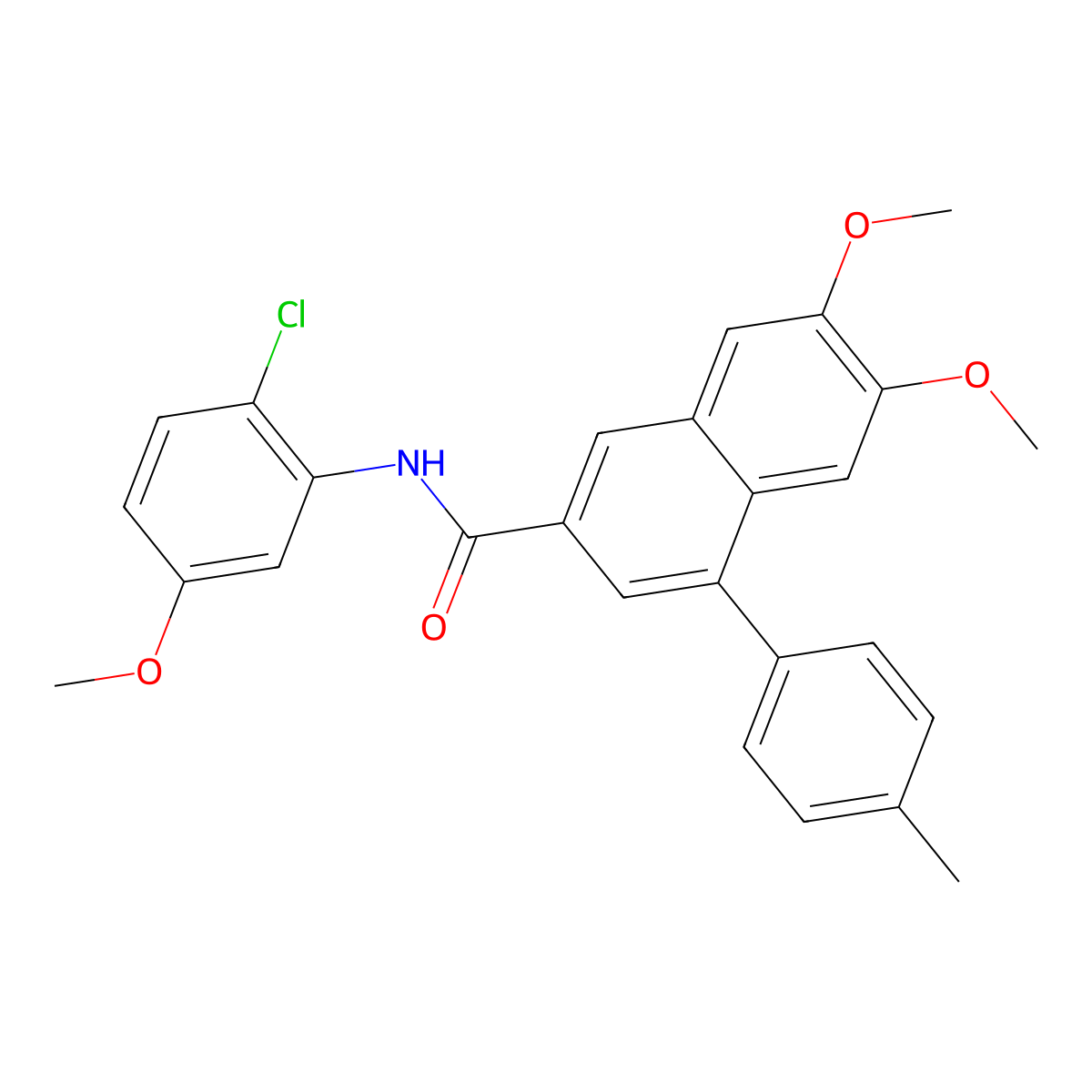 N-(2-chloro-5-methoxyphenyl)-6,7-dimethoxy-4-(4-methylphenyl)naphthalene-2-carboxamide molecular structure, CAS 380588-95-4