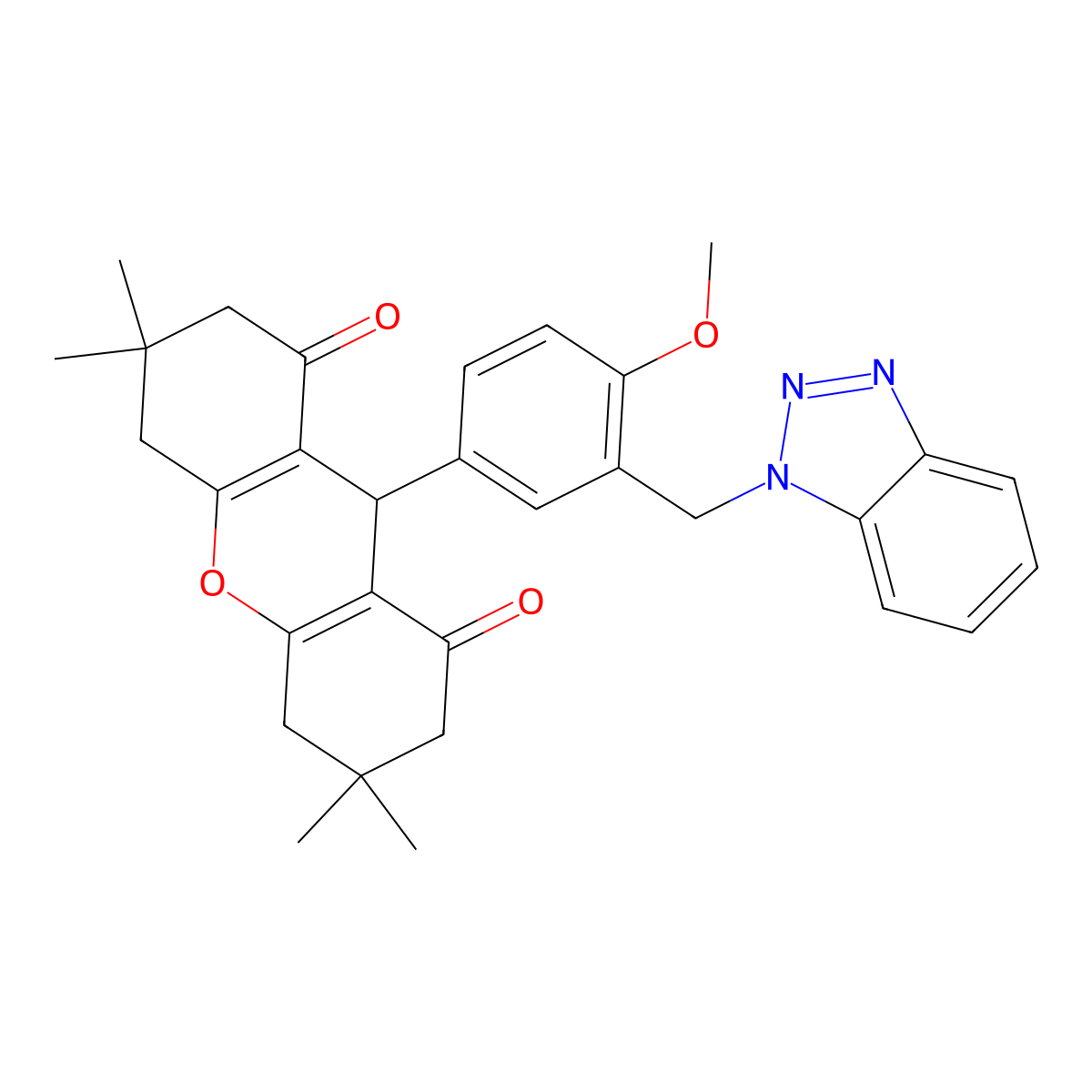 9-[3-(benzotriazol-1-ylmethyl)-4-methoxyphenyl]-3,3,6,6-tetramethyl-4,5,7,9-tetrahydro-2H-xanthene-1,8-dione molecular structure, CAS 380589-02-6
