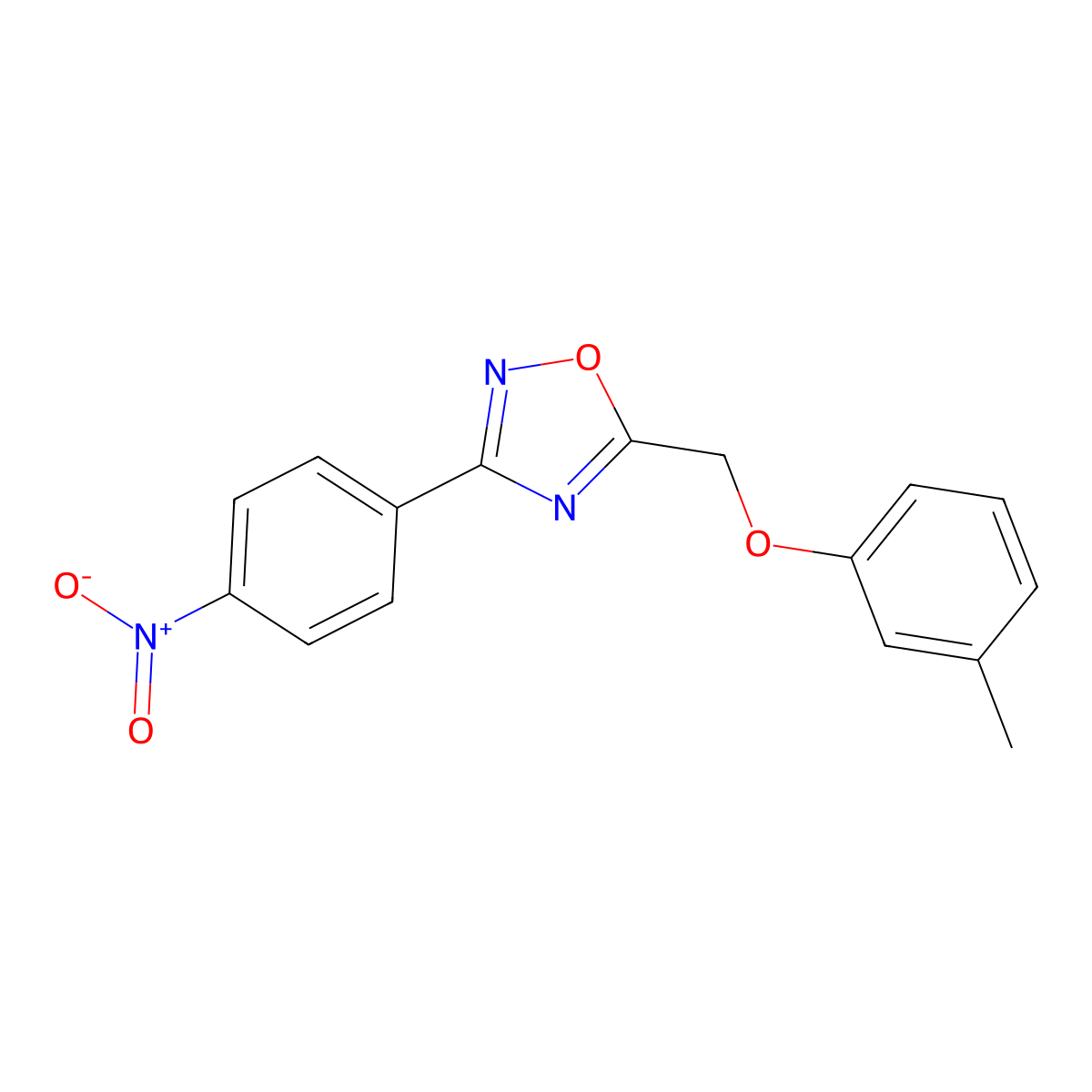 5-[(3-Methylphenoxy)methyl]-3-(4-nitrophenyl)-1,2,4-oxadiazole molecular structure, CAS 380589-03-7