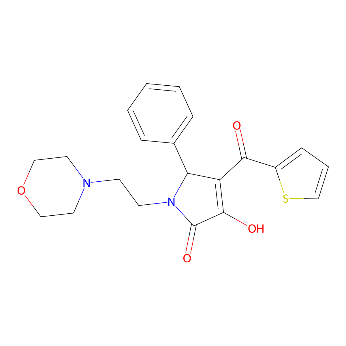 3-hydroxy-1-(2-morpholinoethyl)-5-phenyl-4-(thiophene-2-carbonyl)-1H-pyrrol-2(5H)-one molecular structure, CAS 380589-24-2